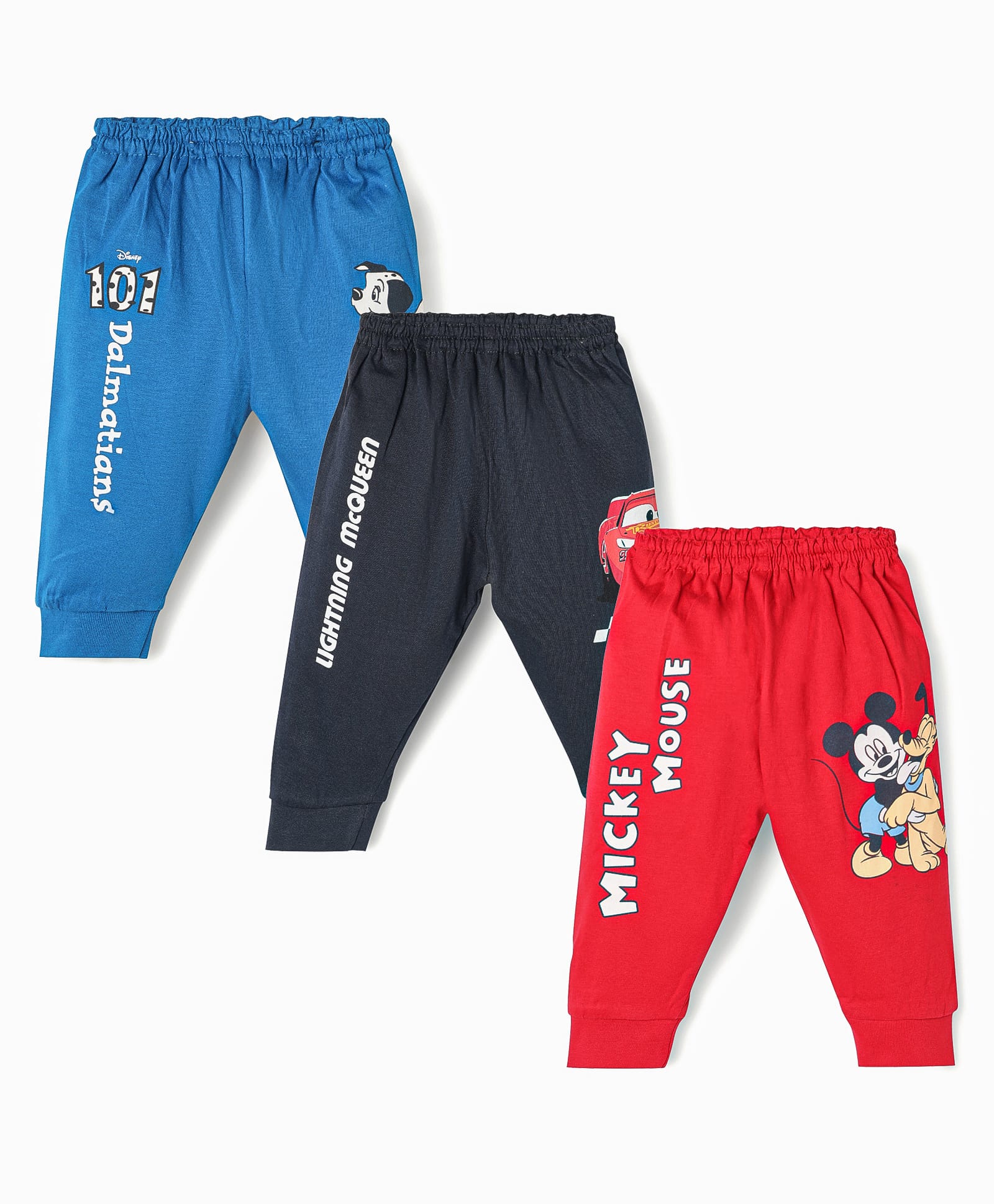 Cucumber Sinker Knit Lounge Pant with Mickey Cars & 101 Dalmatians Print - Red Blue & Black-image-0