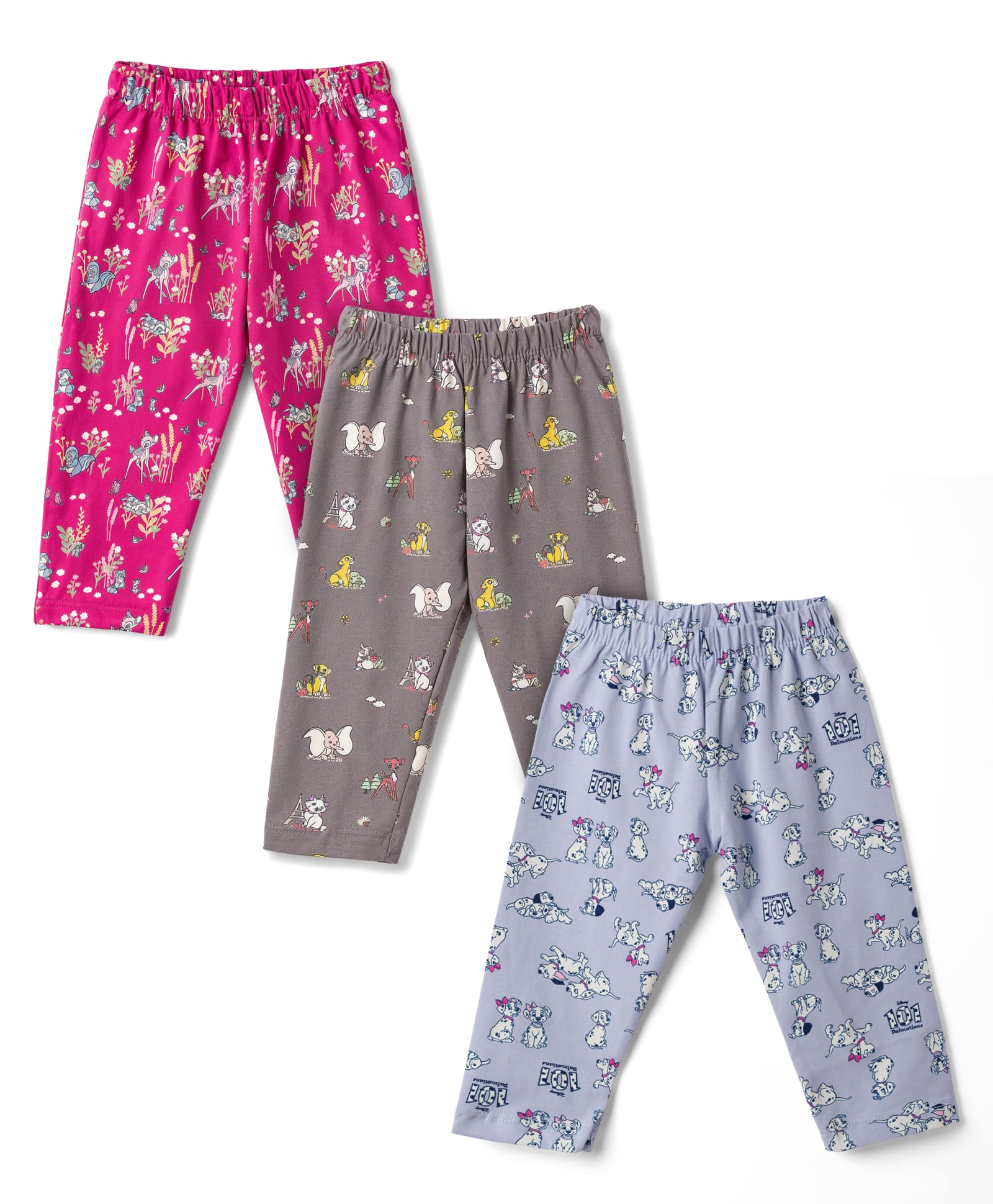 CUCUMBER Sinker Knit Full Length 101 Dalmatians Marie & Bumbi Printed Lounge Pant Pack of 3 - Dark Pink Grey & Blue-image-28