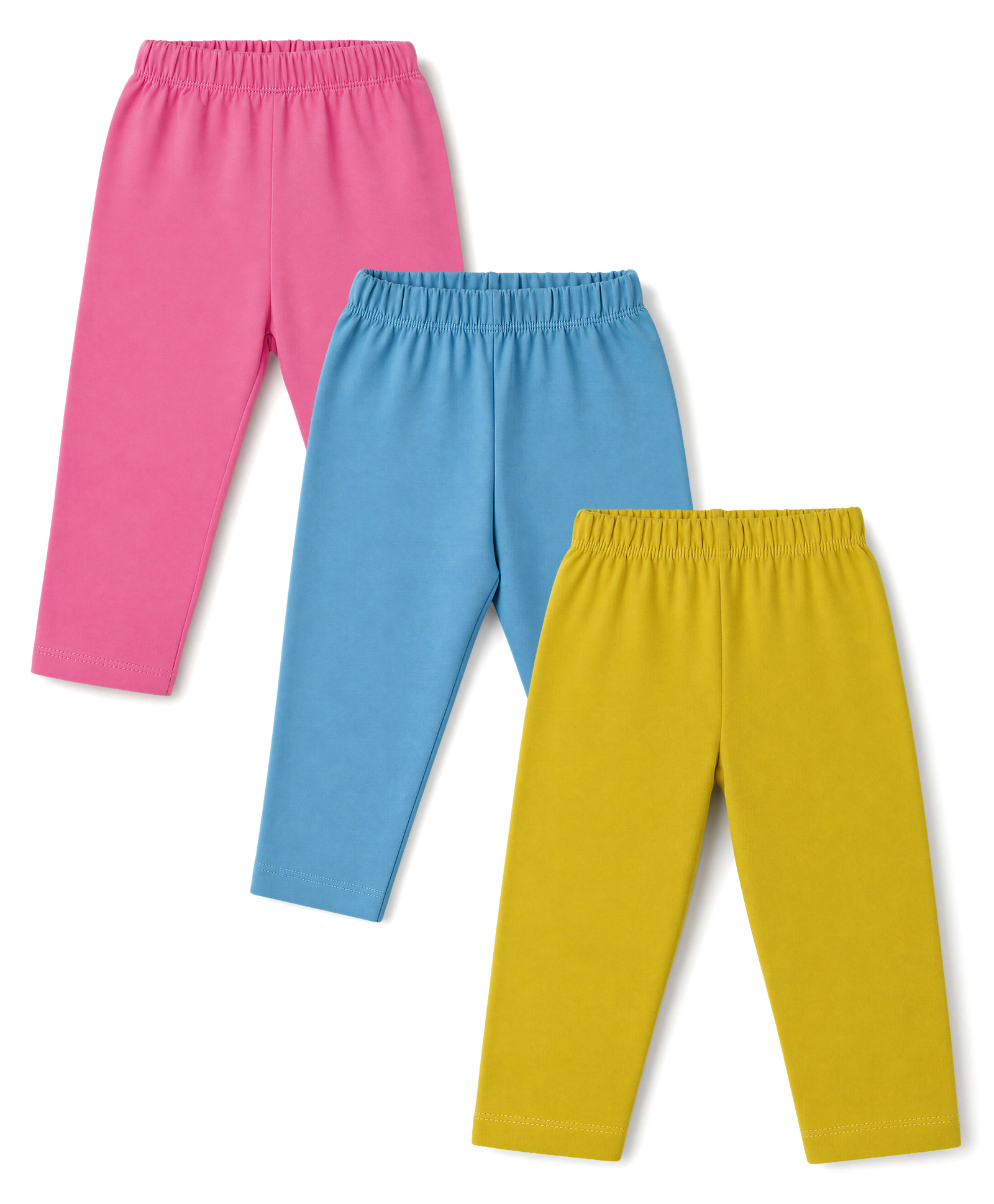 Cucumber Sinker Knit Full Length Solid Colour Leggings Pack of 3 - Dark Pink Blue & Green-picture-15