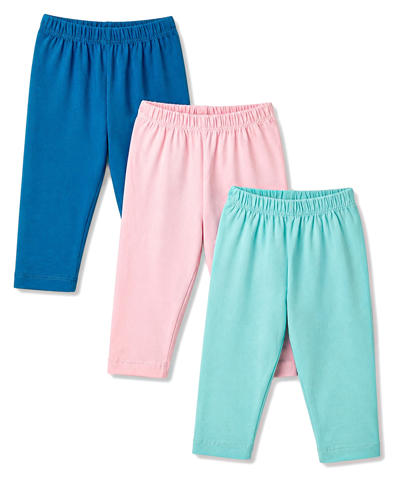 CUCUMBER Sinker Knit Full Length Solid Colour Leggings Pack of 3 - Pink Blue & Aqua-picture-17