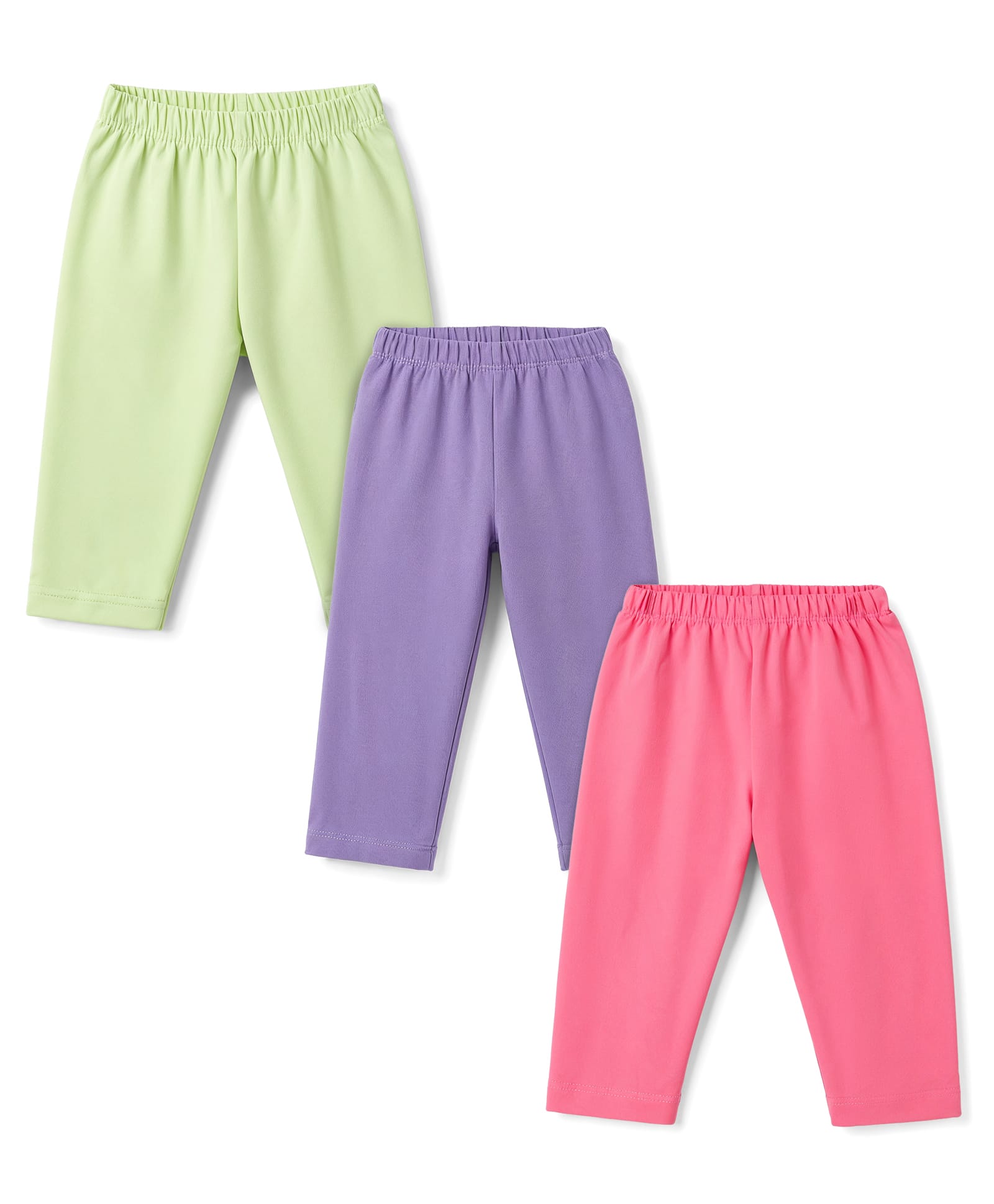 Cucumber Sinker Knit Full Length Solid Colour Leggings Pack of 3 - Pink Purple & Green-picture-25
