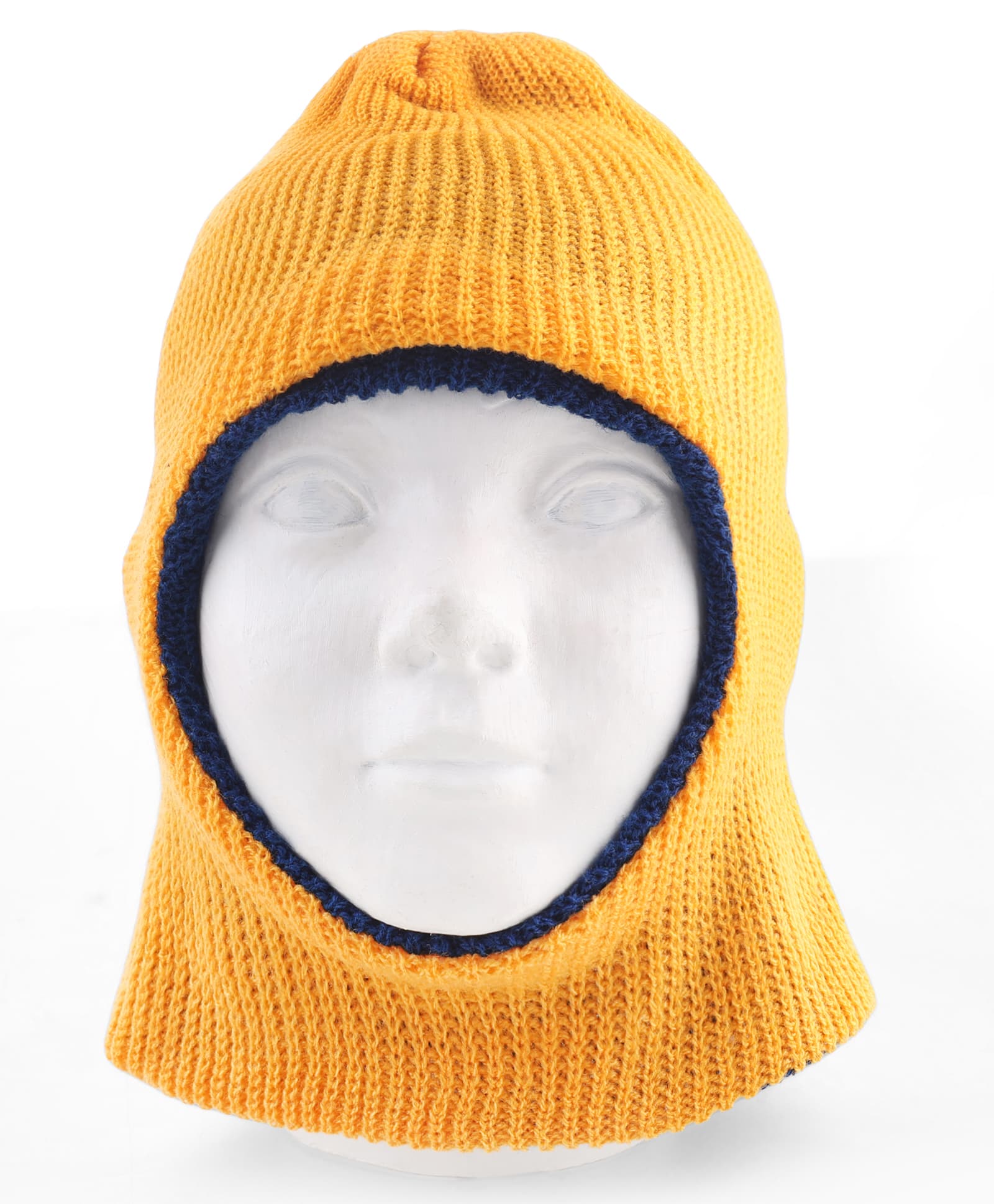Babyhug Knit Solid Reversible Monkey Cap Yellow & Navy - Diameter 11 cm-picture-16