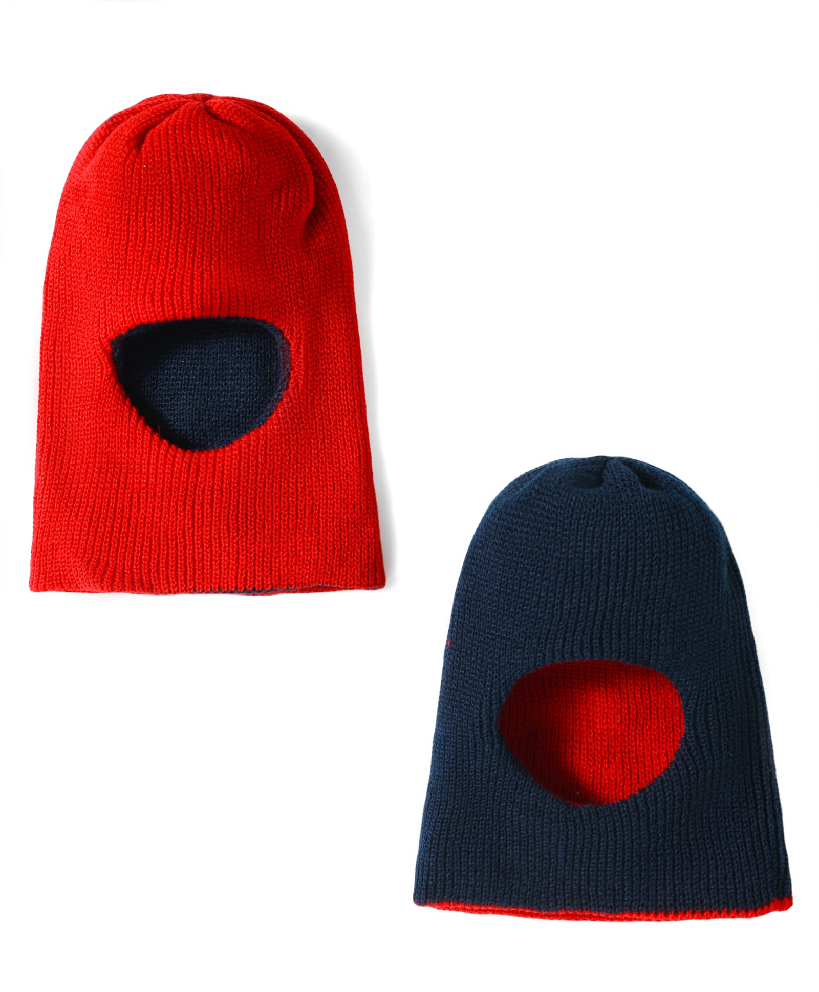 Babyhug Knit Solid Reversible Monkey Cap Red & Navy Blue - Diameter 11 cm-image-40