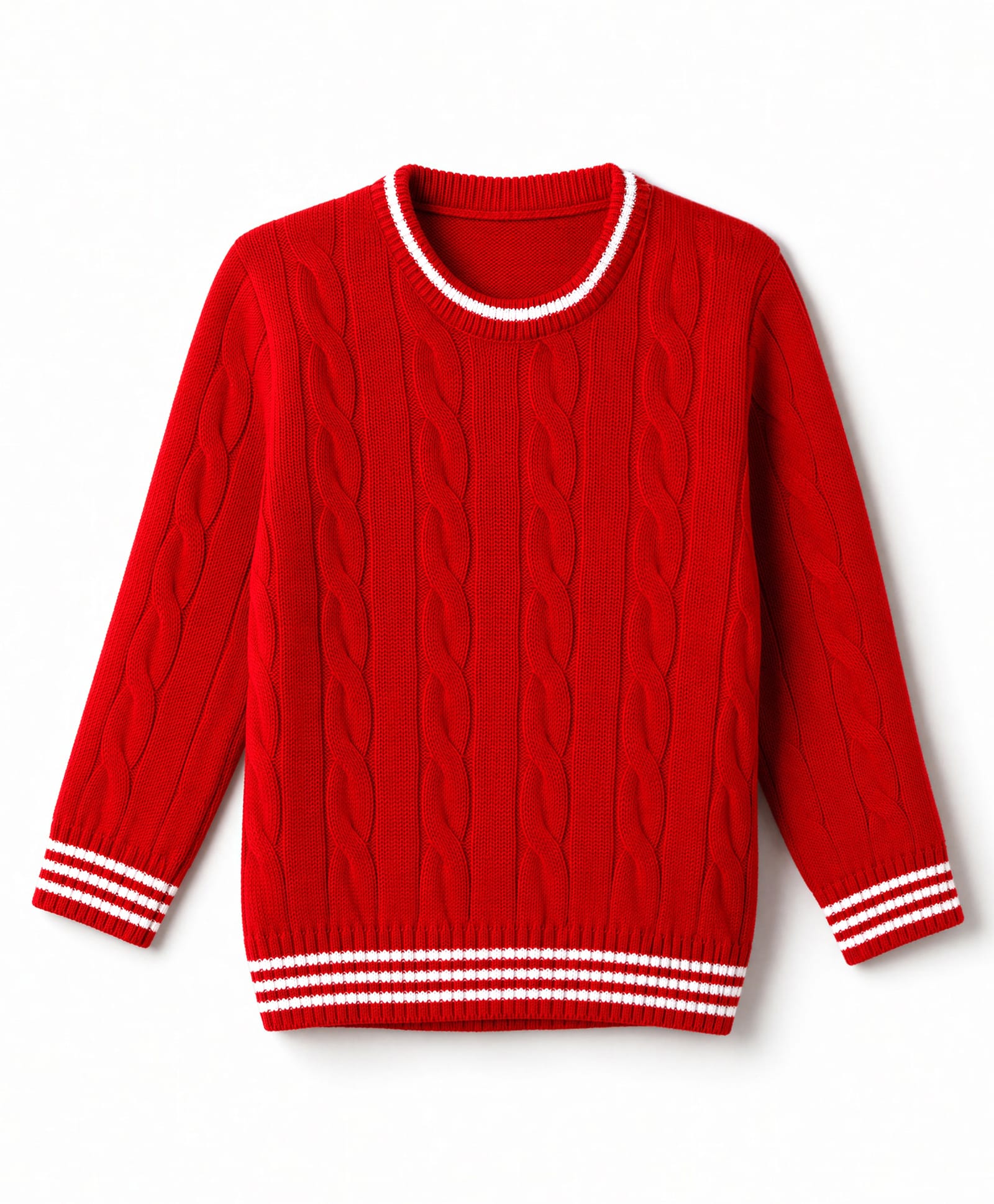 Babyhug Knit Full Sleeves Pullover With Striped & Cable knit Design - Red-image-33