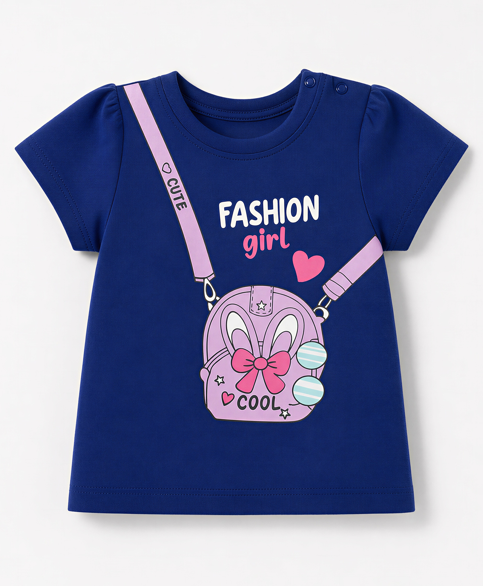 Doodle Poodle 100% Cotton Single Jersey Knit Half Sleeves Top with Text Print - Navy Blue-picture-29