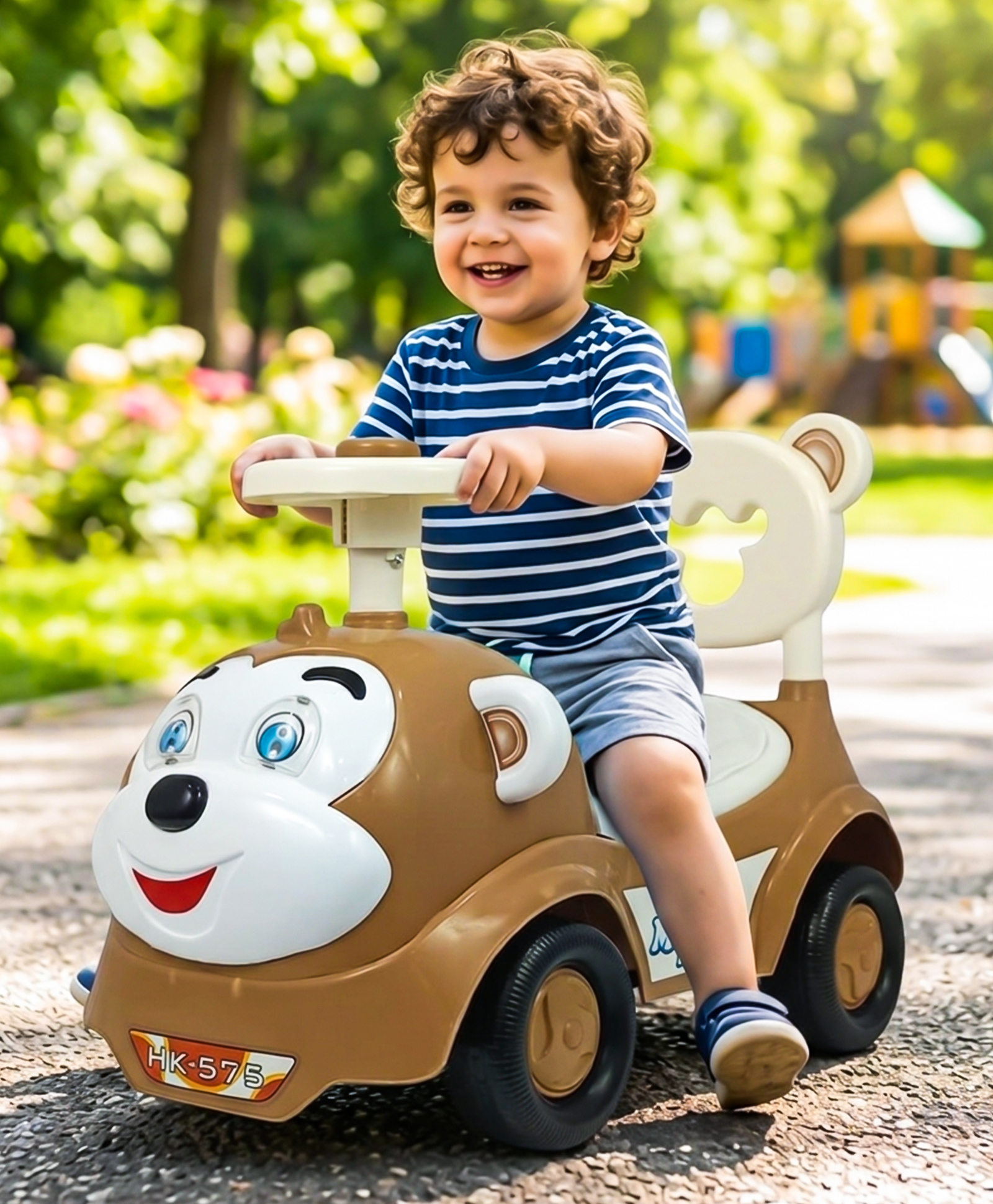 DASH Monkey Ride On with Horn & High Backrest Support Under Storage Basket (Brown)-image-26