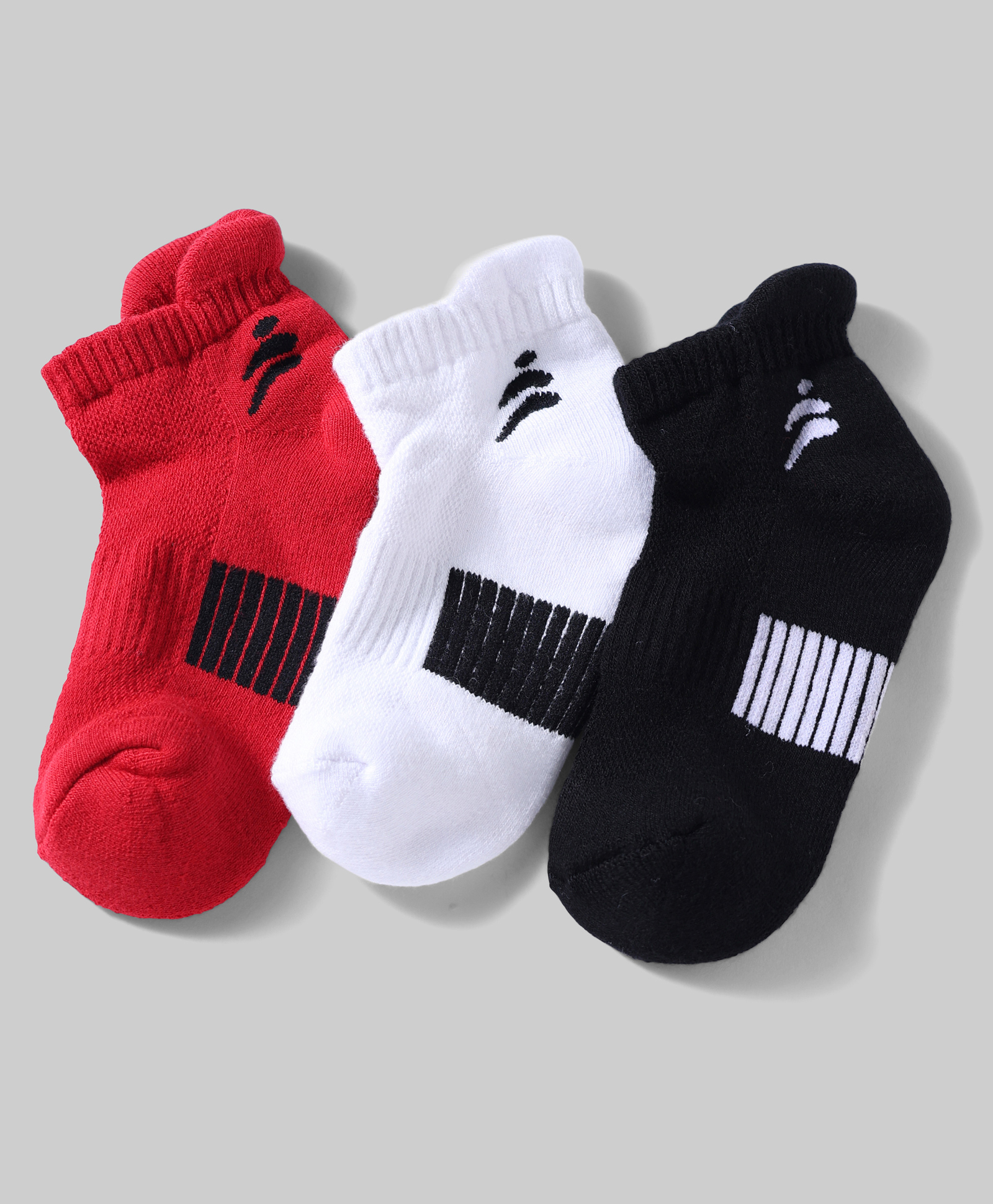Pine Active Cotton Lycra Knit Terry Breathable Ankle Length Athletic Socks Pack of 3 - White, Red & Black-picture-22