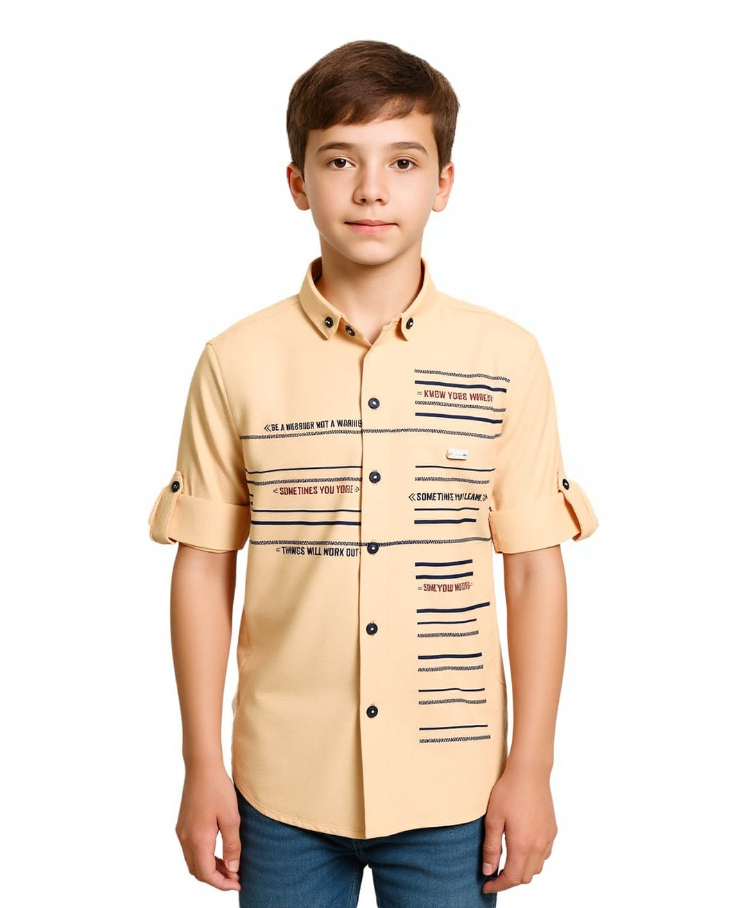 CAVIO Cotton Woven Full Sleeves Typography Printed Shirt - Orange-image-25