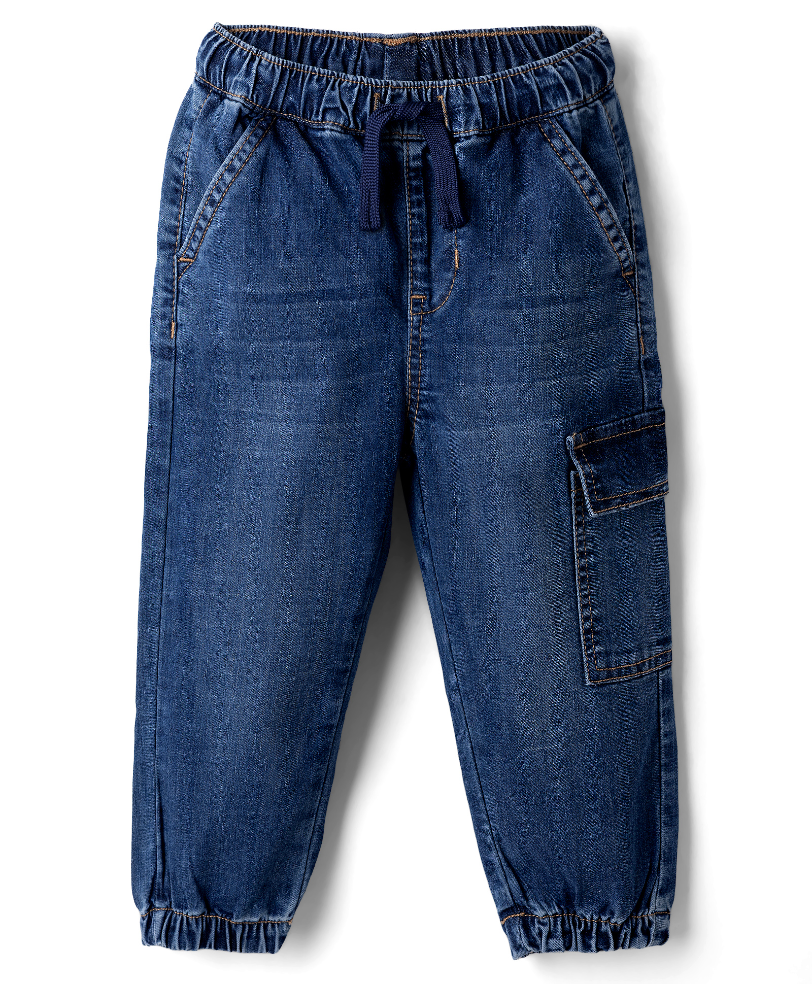 Bonfino Woven Full Length Solid Color Jeans with Cargo Pockets - Navy Blue-picture-36