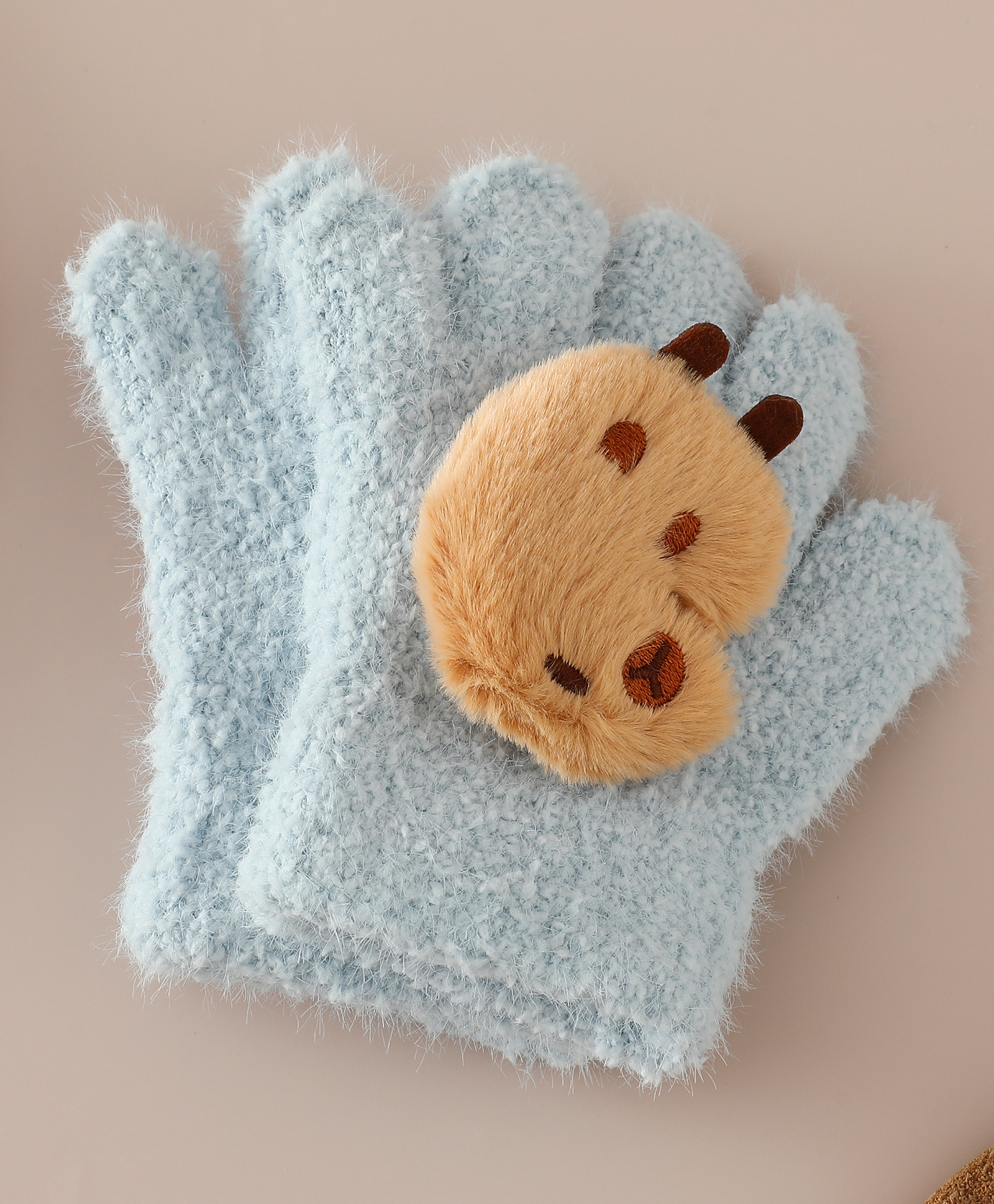 Babyhug Gloves with Bear Applique - Blue