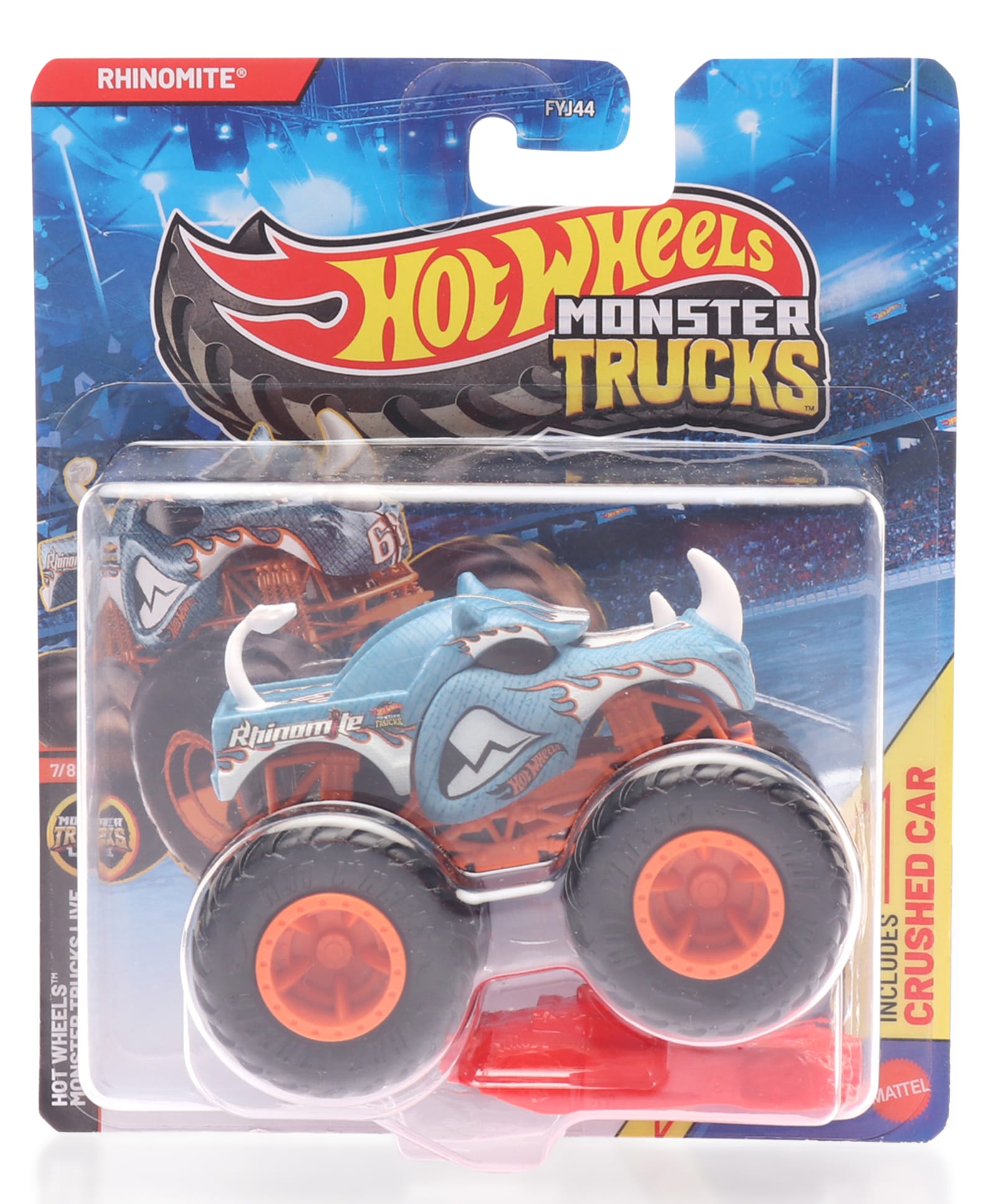 Hot Wheels Die Cast Monster Trucks 7/8 Rhinomite -Black, Orange & Blue-image-16