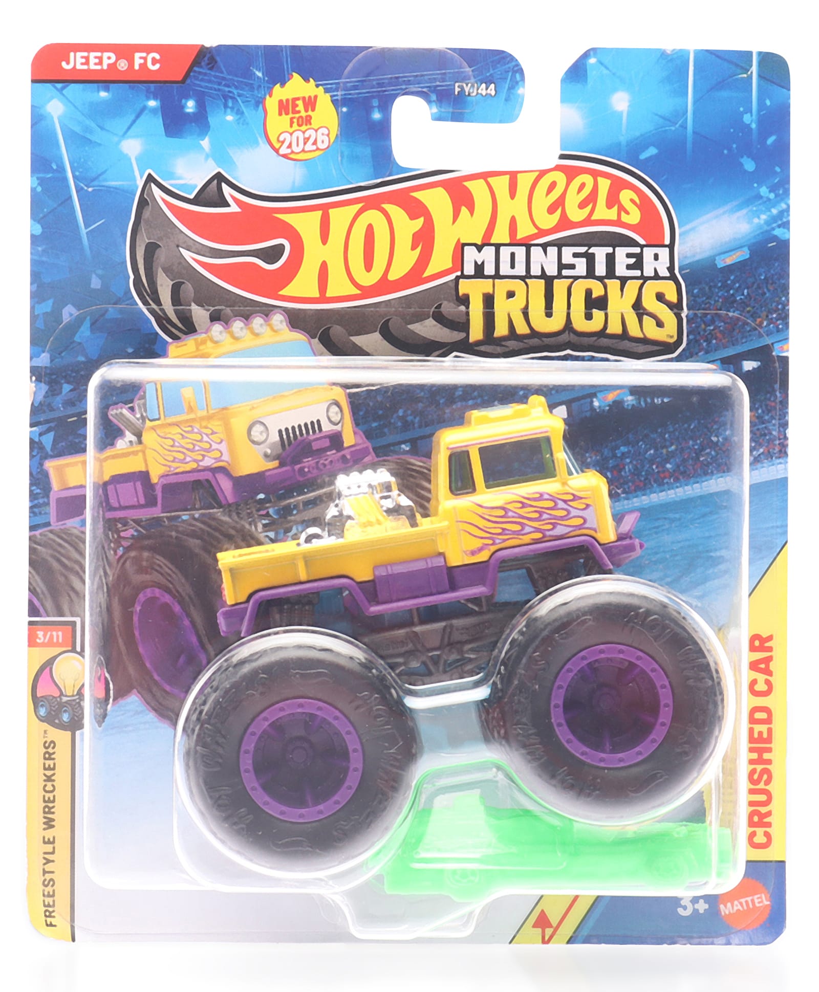 Hot Wheels Die Cast Monster Trucks 3/11 Jeep FC - Yellow, Black & Purple-image-13