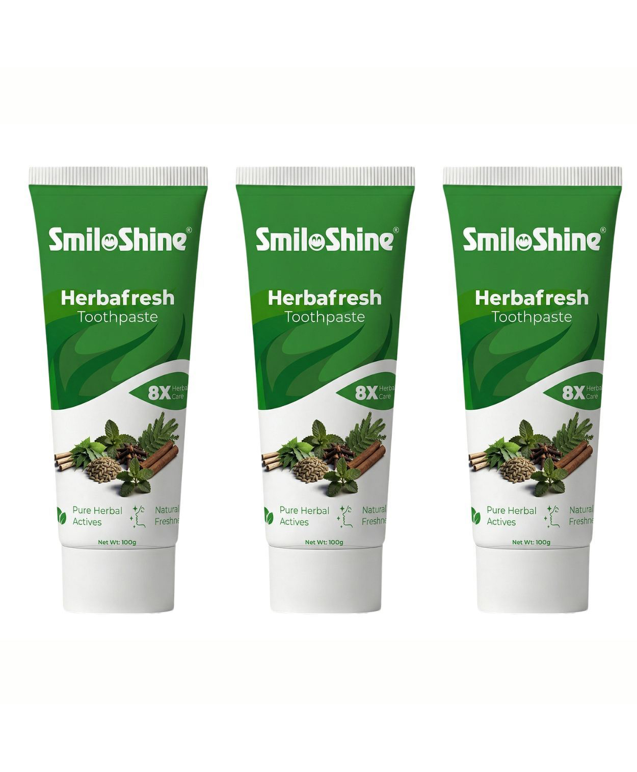 SmiloShine Herbafresh Toothpaste | 8X Herbal Care | Neem, Peppermint & Clove | Pure Herbal Actives | Natural Fresh Breath & Oral Protection | Pack of 2 (100g Each)-picture-25