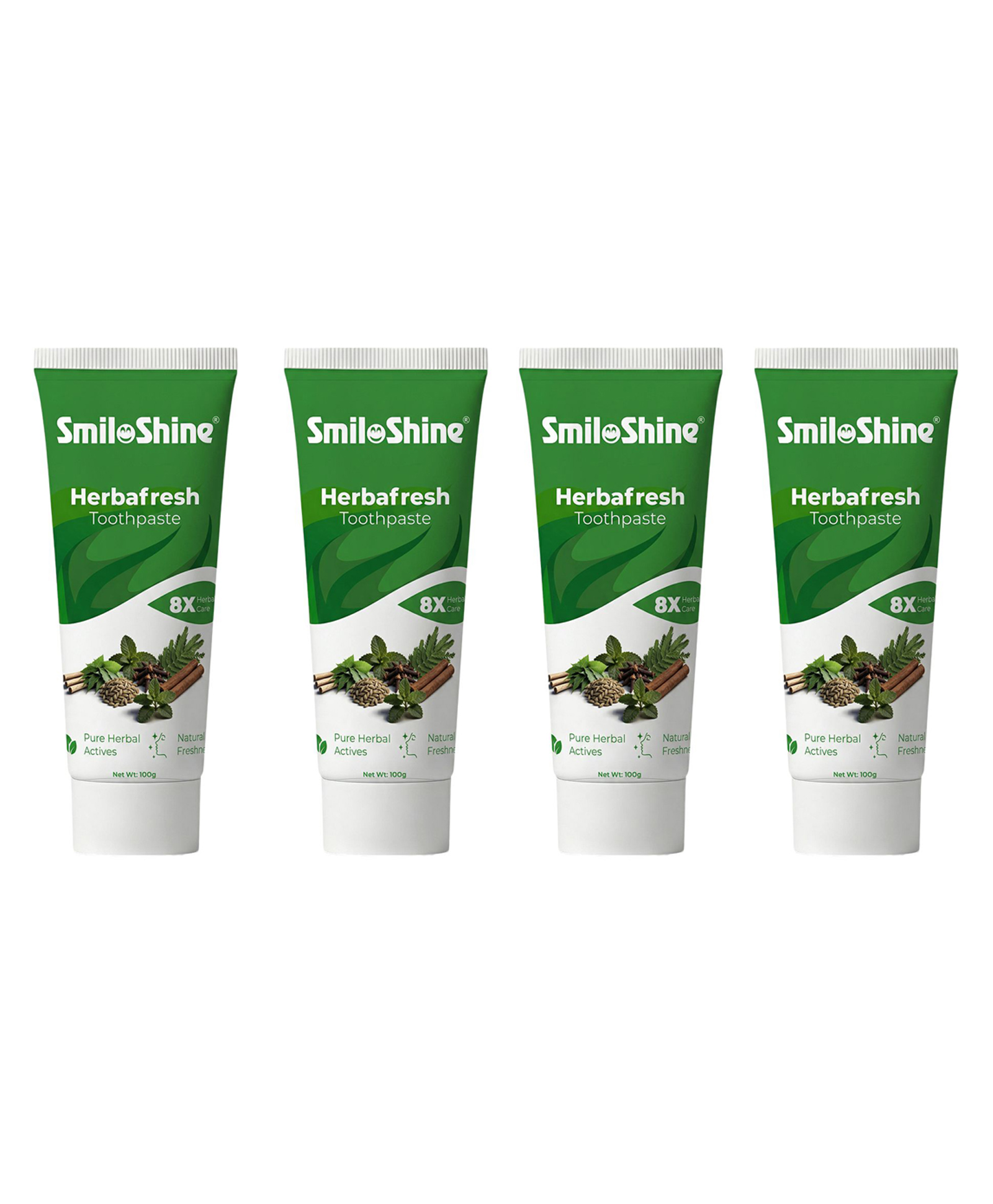 SmiloShine Herbafresh Toothpaste | 8X Herbal Care | Neem, Peppermint & Clove | Pure Herbal Actives | Natural Fresh Breath & Oral Protection | Pack of 4 (100g Each)-picture-12