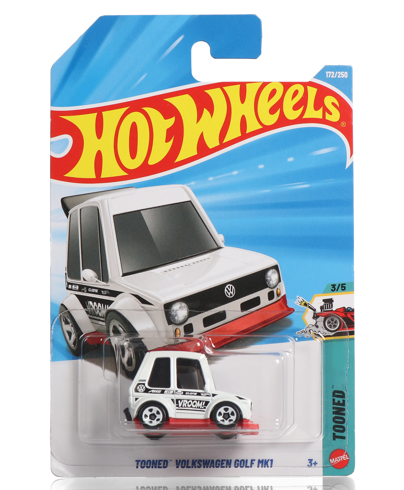 Hot Wheels Free Wheel Die Cast Tooned Volswagen golf MK1 (172/250) Toy Car - White/Red-image-37