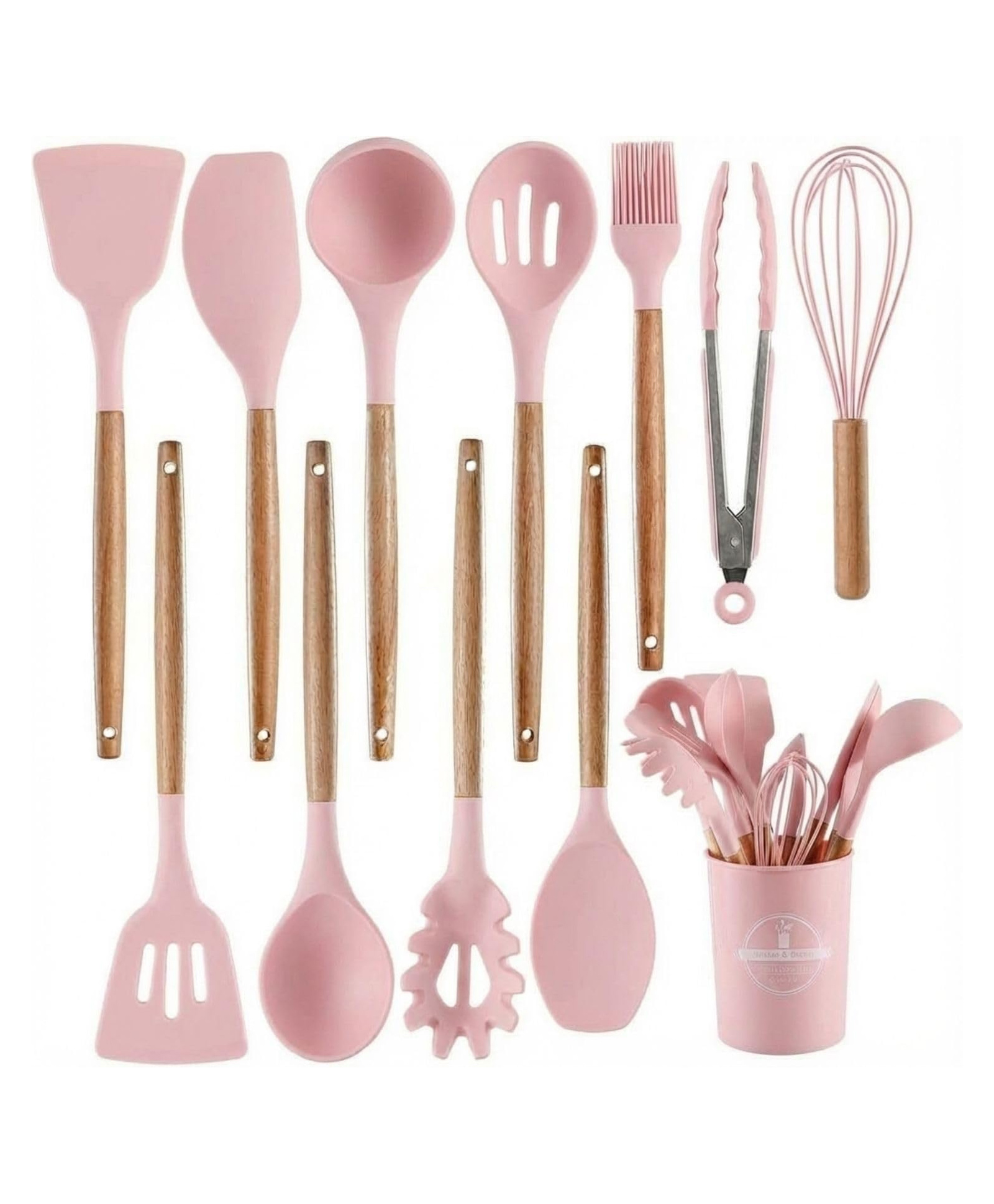 FunBlast Silicone Kitchen Utensil Set for home Pack of 12 Pcs Pink-image-44