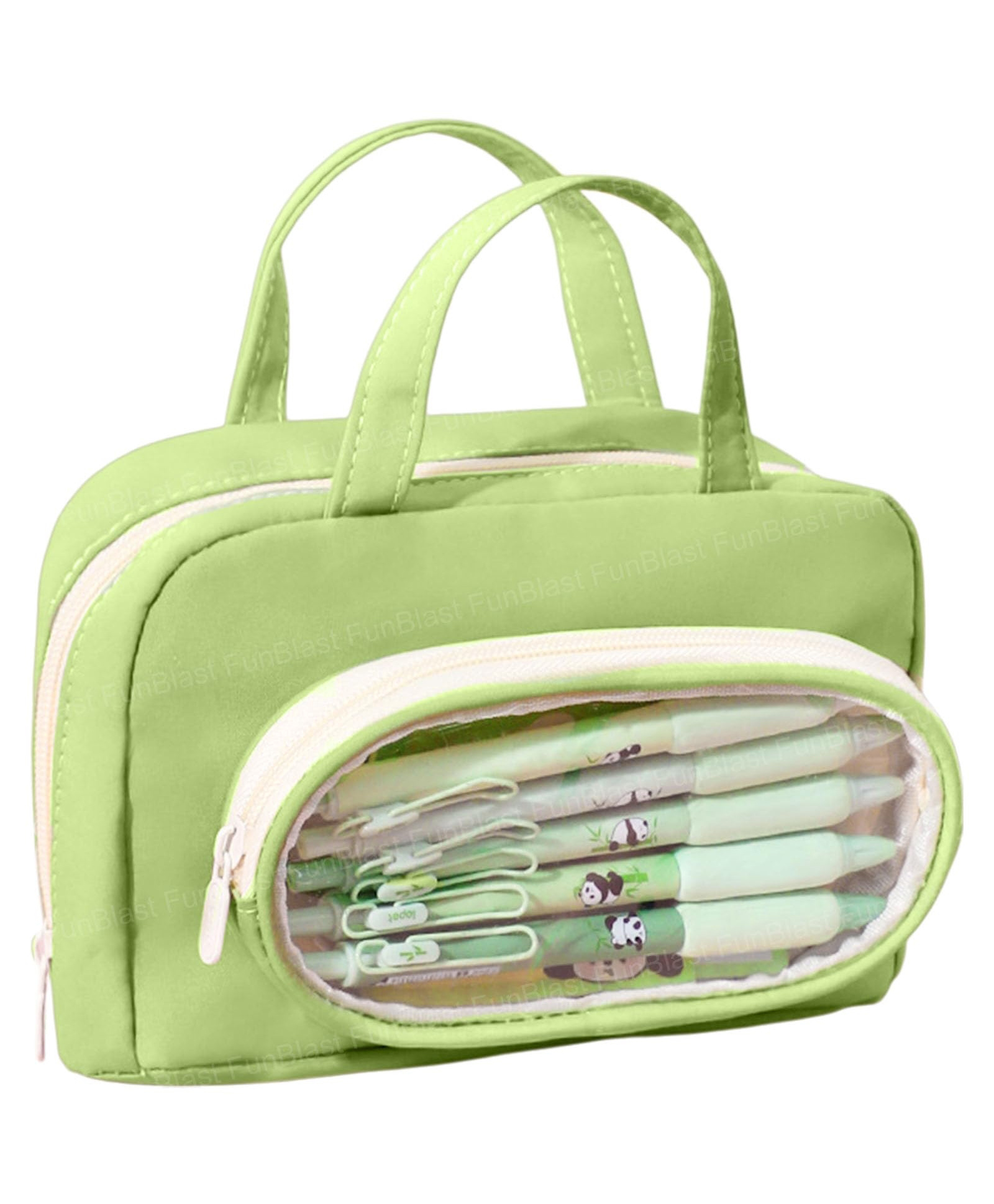 FunBlast Large Capacity Pencil Pouch with Multiple Compartments for Kids Pack of 1 (Sea Green)-picture-17