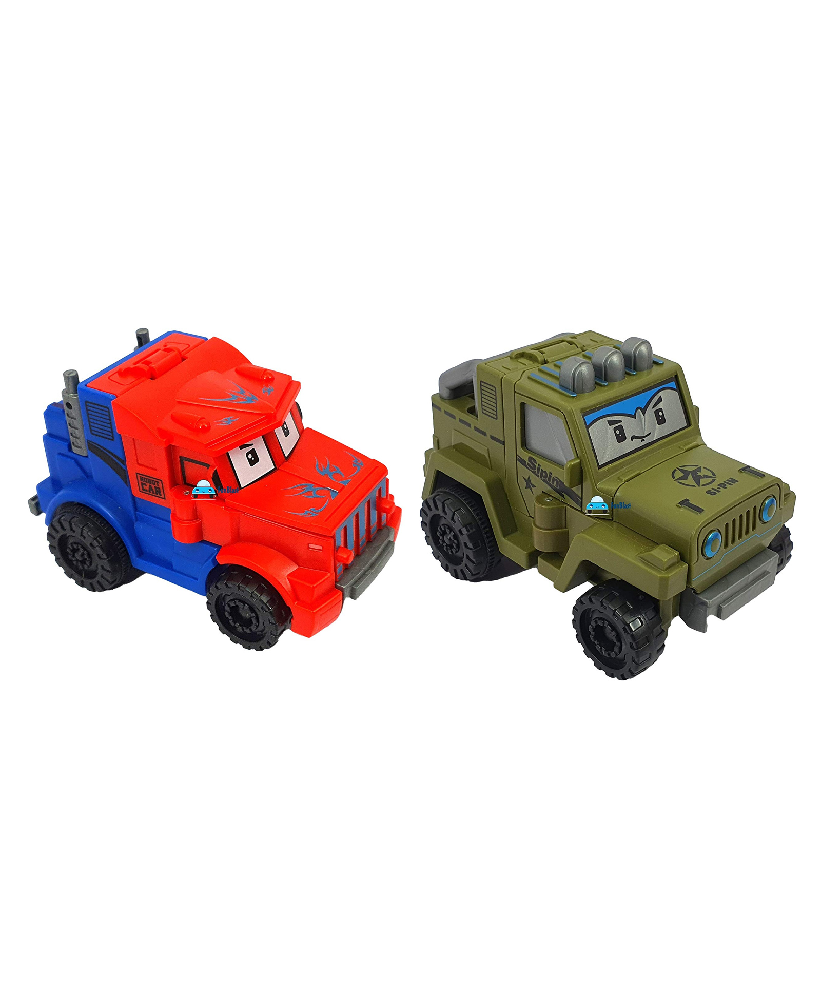 FunBlast Pull Back Car toy - 2 in1 Car to Robot Toy for Kids Pack of 2 (Multicolor)-picture-39