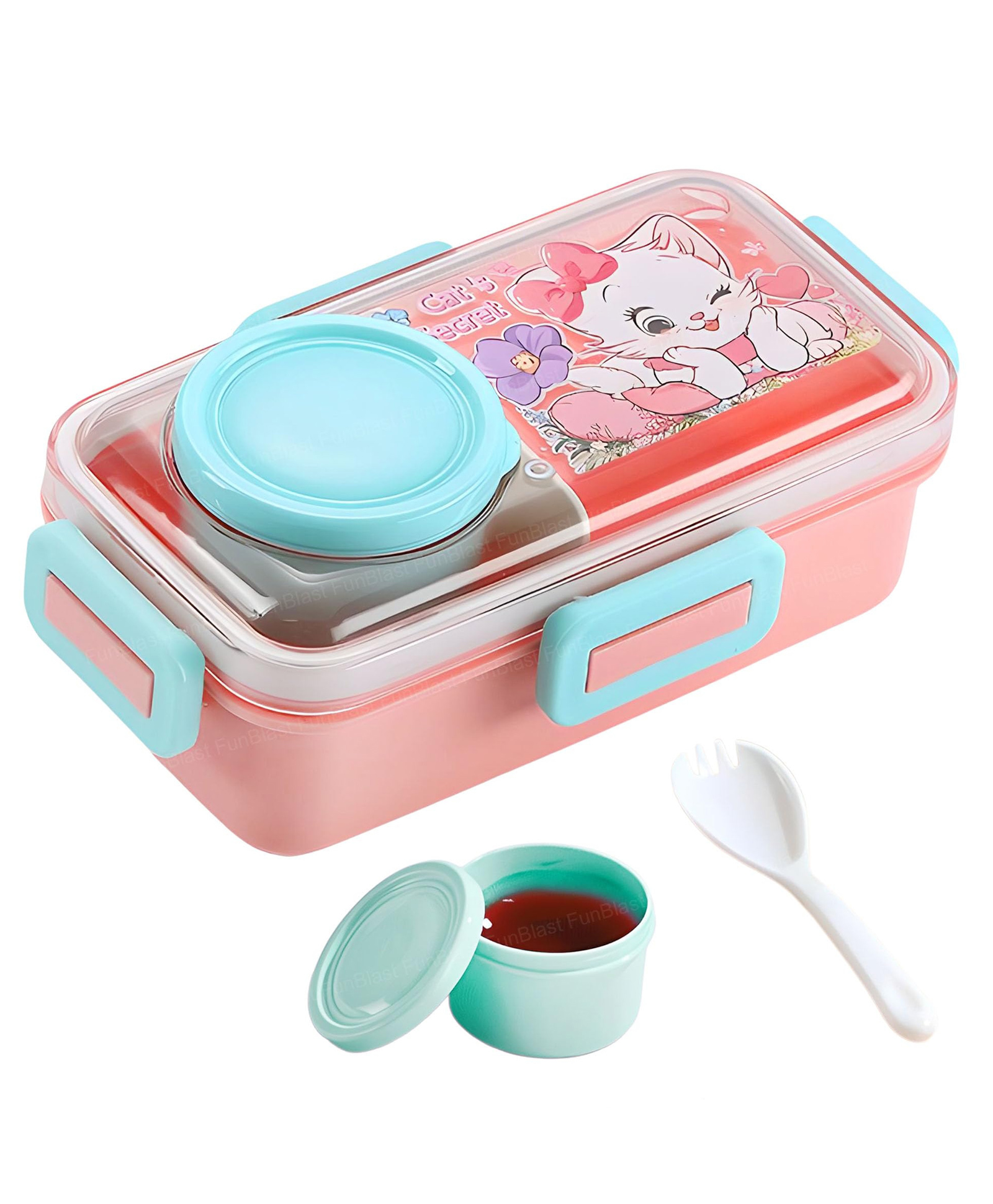 FunBlast Lunch Box with 2 Compartment & Spoon and Bowl for Kids - Mulicolor-picture-37