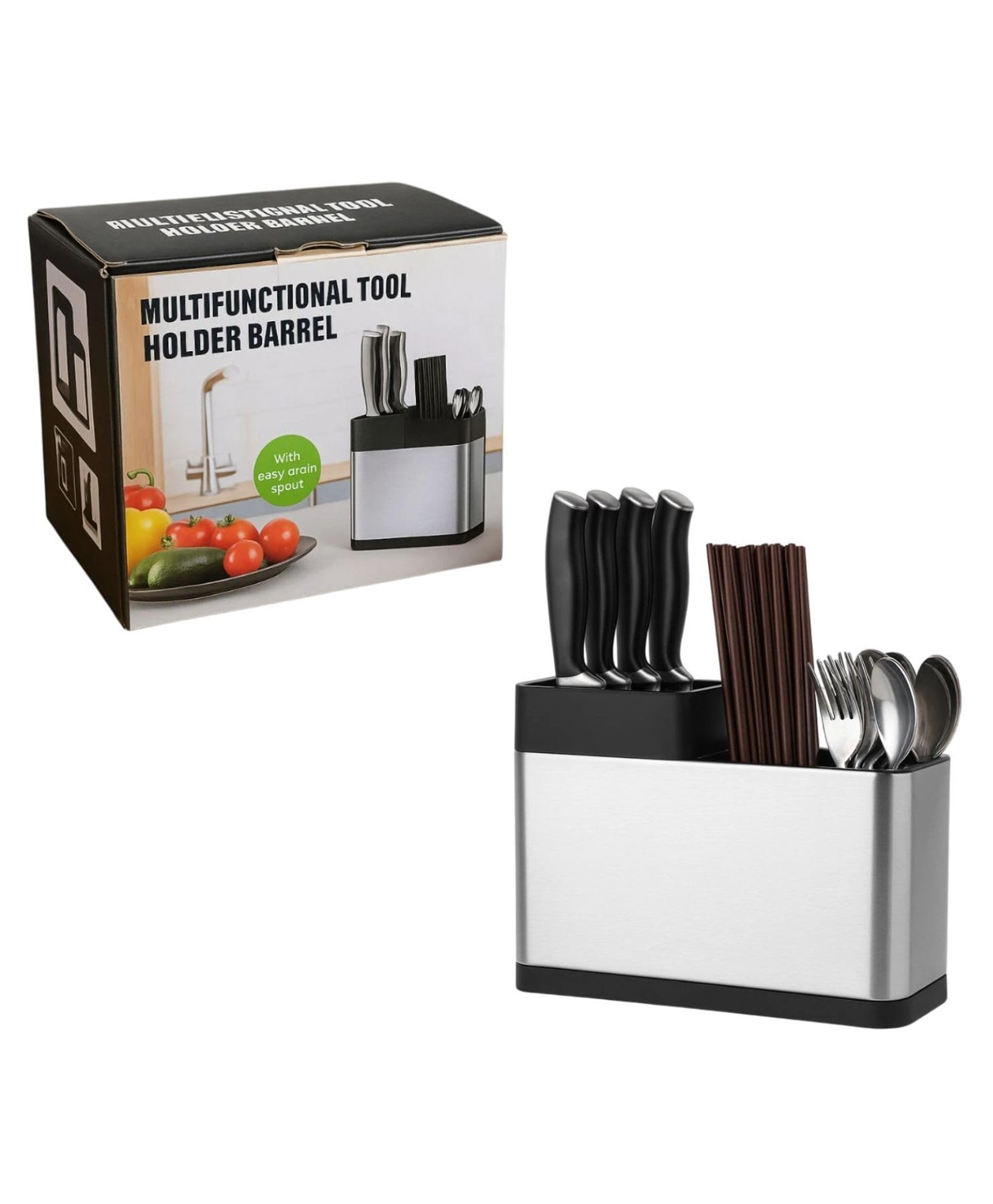FunBlast Stainless Steel Cutlery Holder with 3 Compartment for Kitchen - Pack of 1-picture-11