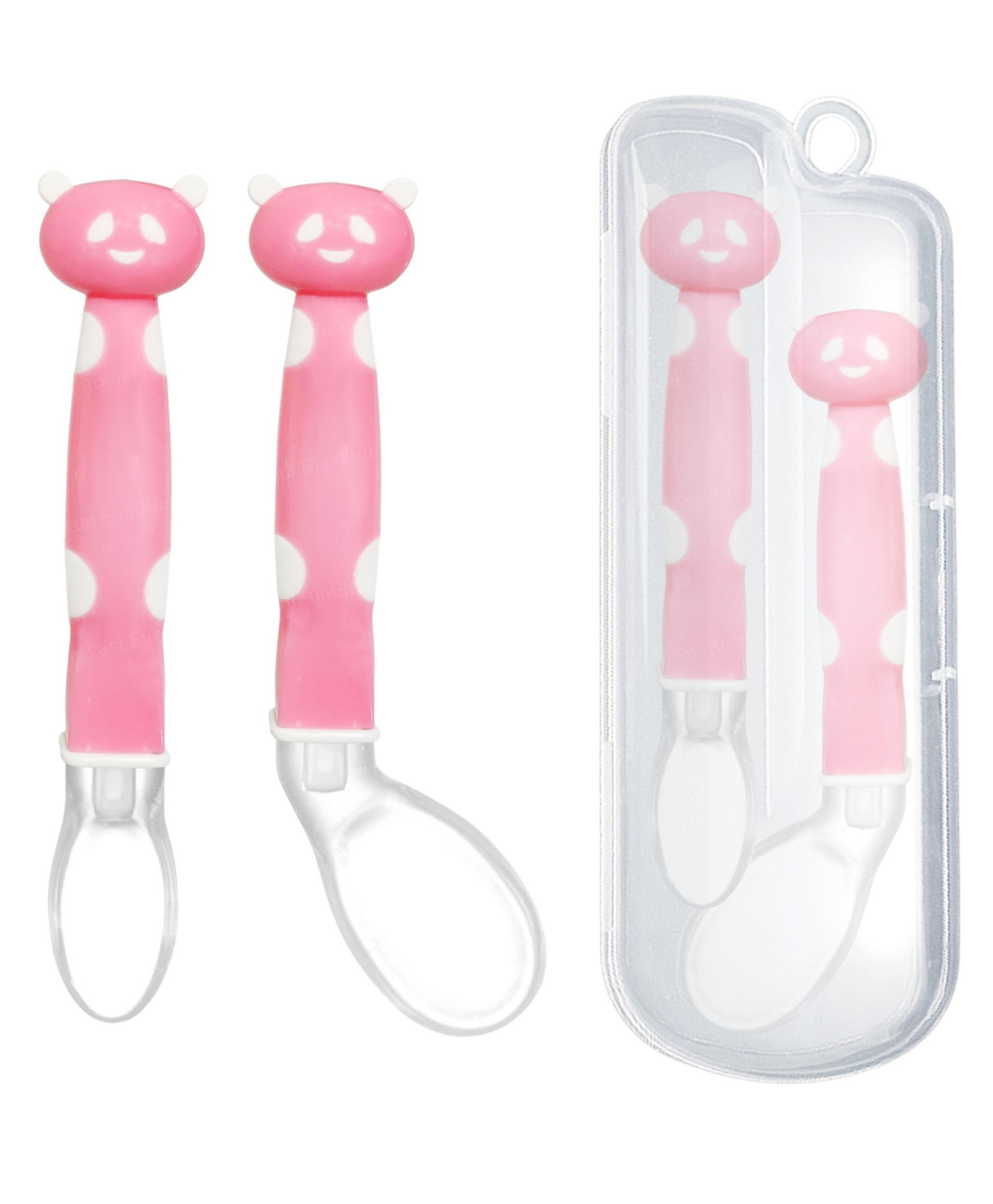 FunBlast Baby Self Feeding Training Spoons Set - Pack of 2 (Pink)-image-5