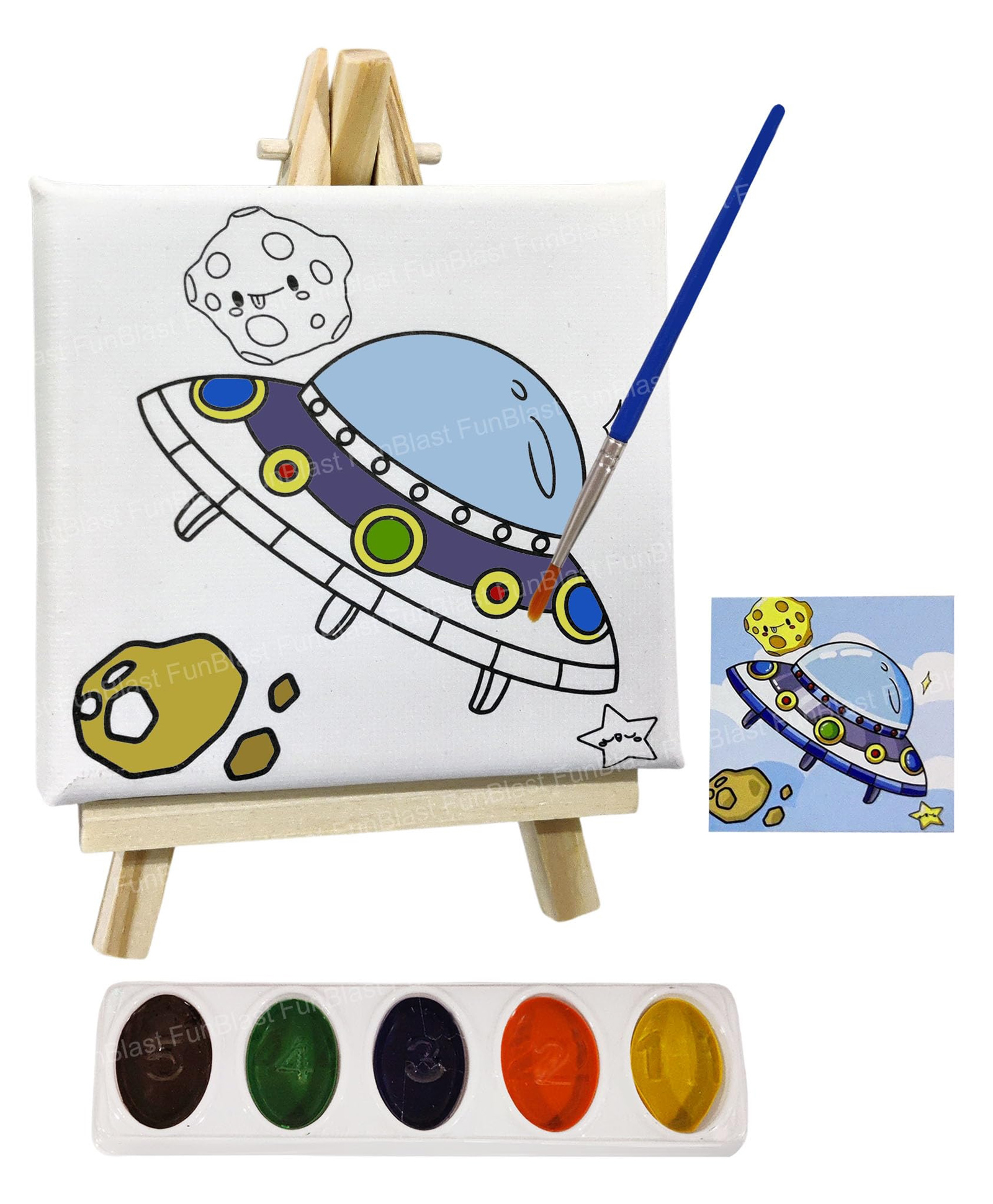 FunBlast DIY Space Theme Painting Kit with Mini Easel Stand for Kids - Pack of 1 (Multicolor)-image-25