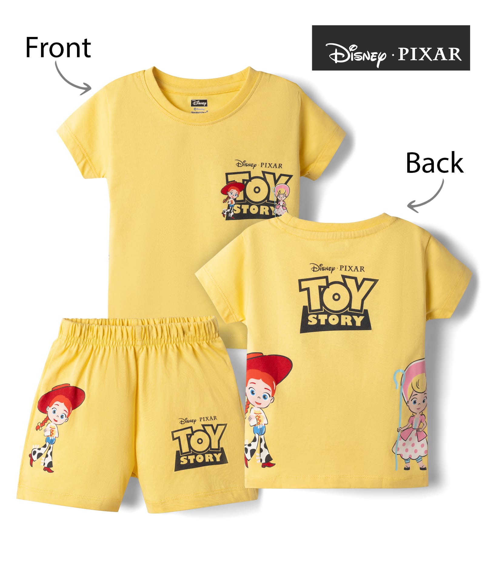 CUCUMBER Sinker Knit Half Sleeves Front & Back Pixer Toy Printed T-Shirt- Yellow-picture-21