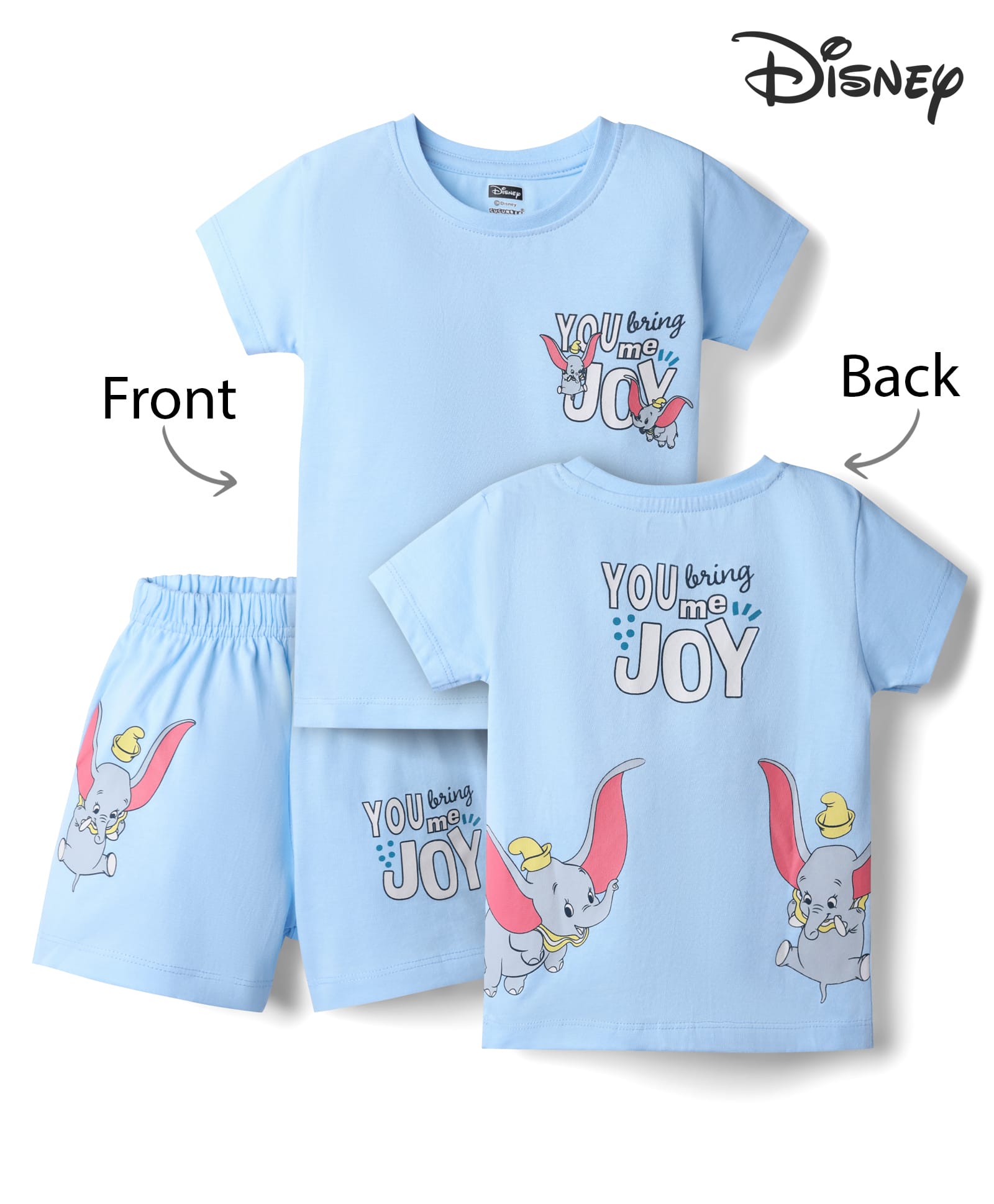 CUCUMBER Sinker Knit Half Sleeves Front & Back Dumbo Printed T-Shirt- Light Blue-picture-28