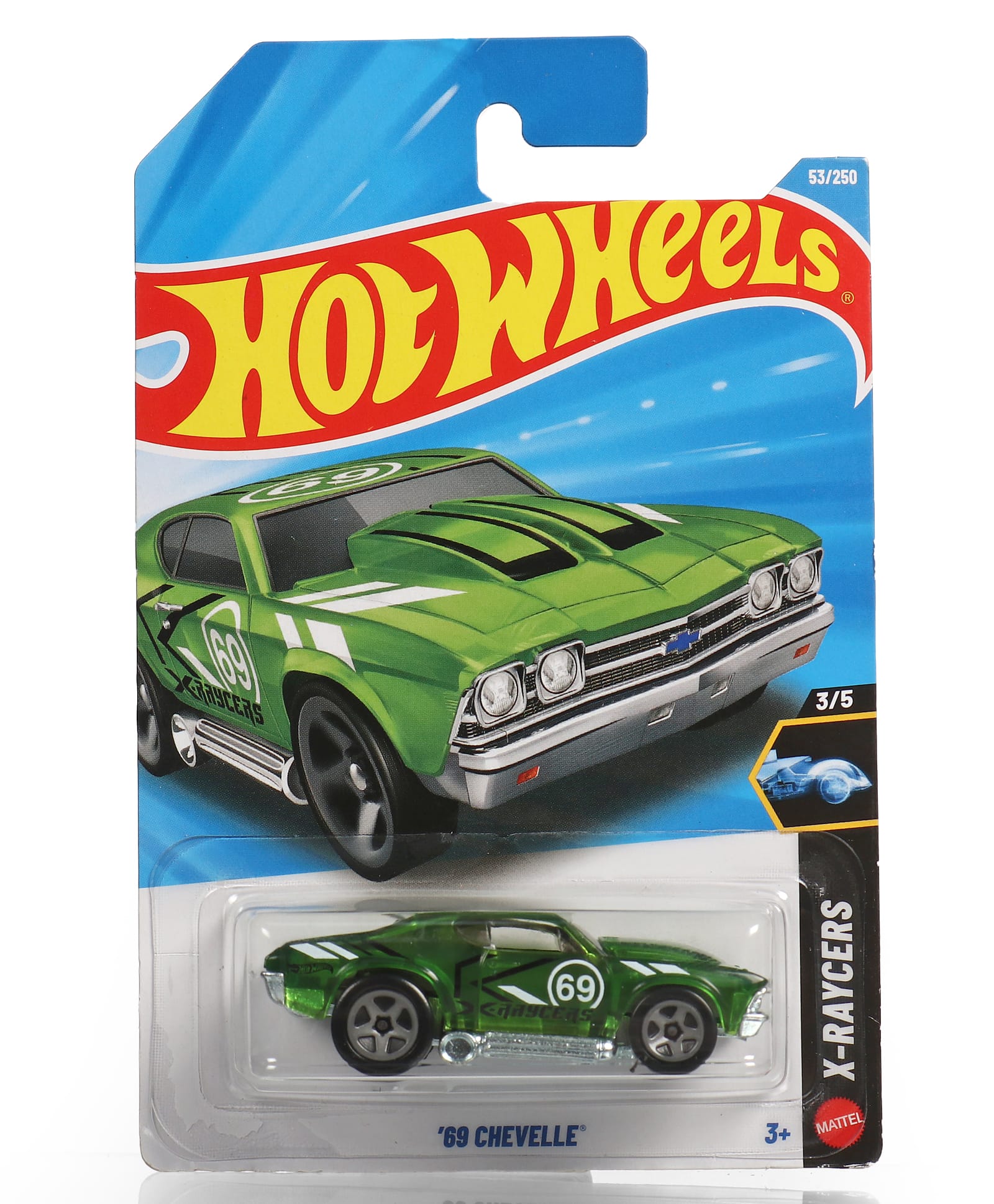 Hot Wheels 69 Chevelle (53/250) Die Cast Free Wheel Toy Car - Green-picture-12