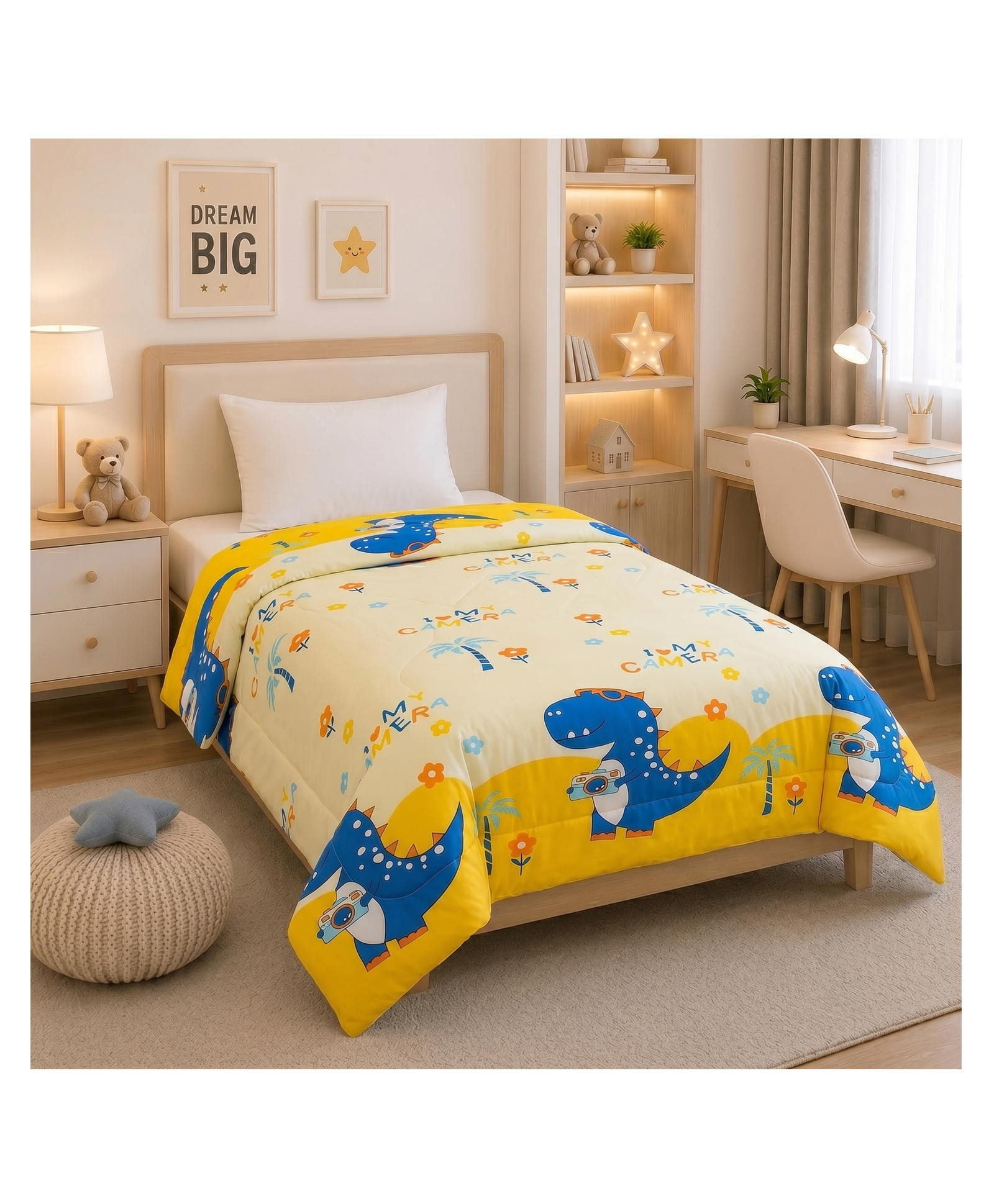 Filymore Camera Single Bed comforter Cartoon Blankets for Kids Dohar for Kid Boys & Girls Children AC Blanket Summer & Winter Blankets (60x90 Inches) (Yellow & Cream)-image-13