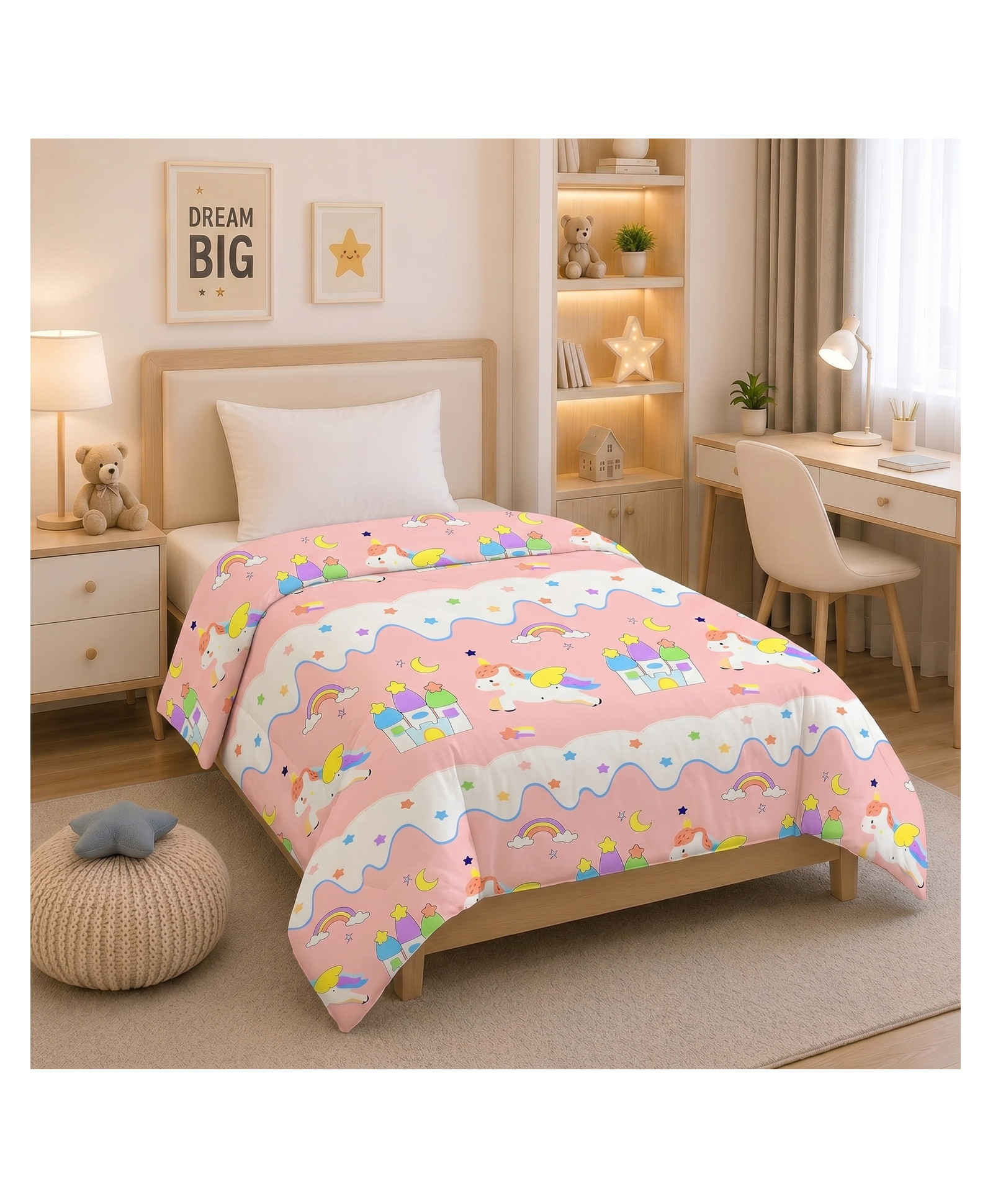 Filymore Star Unicorn Single Bed Comforter Cartoon Blankets for Kids Dohar for Kid Boys & Girls Children AC Blanket Summer & Winter Blankets (60x90 Inches) (Pink)-picture-13