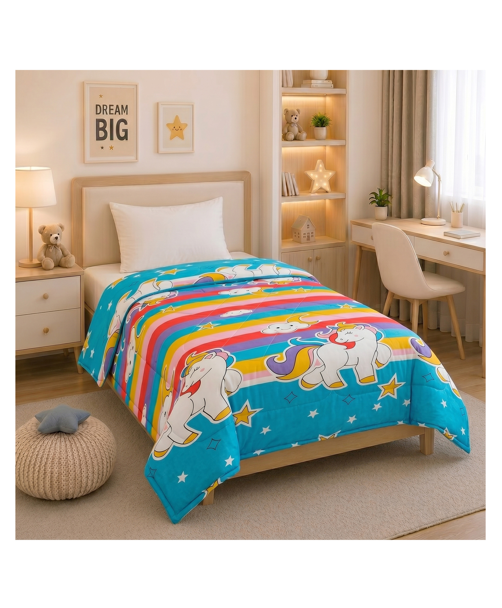 Filymore Multi Unicorn Single Bed Comforter Cartoon Blankets for Kids Dohar for Kid Boys & Girls Children AC Blanket Summer & Winter Blankets (60x90 Inches) (Multicolor)-image-48