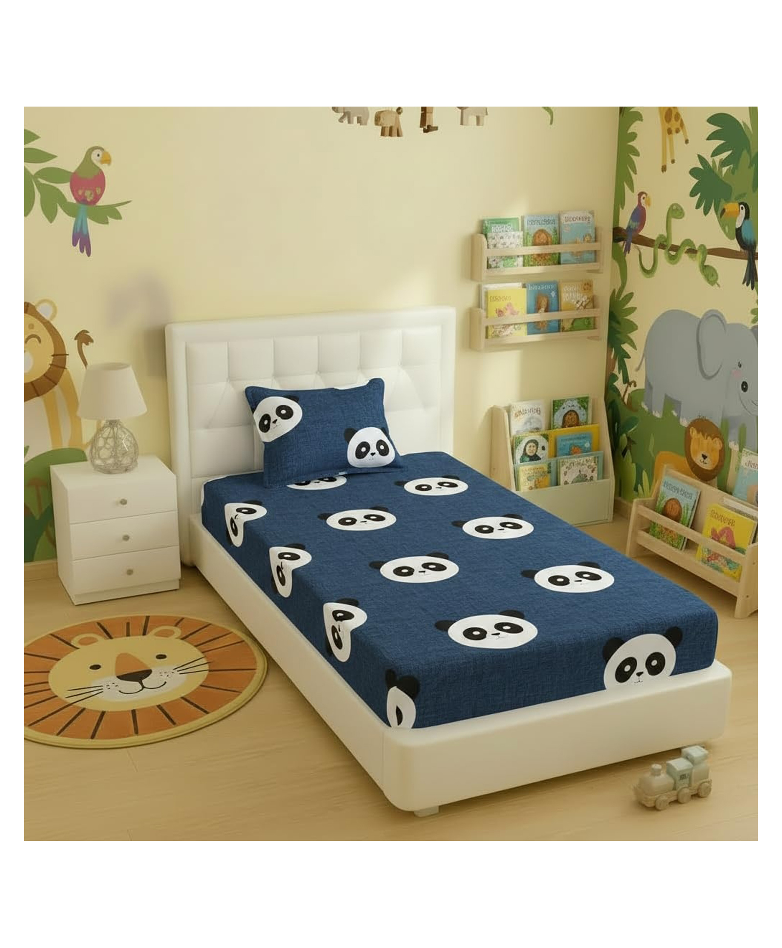 Filymore Panda Elastic Fitted bedsheet for single bed 240 TC made with pure microfiber 1 bedsheet and 1 pillow cover (Size 72x36 inches) fit up to 6 inches mattress (Colour-White and Black)-image-13