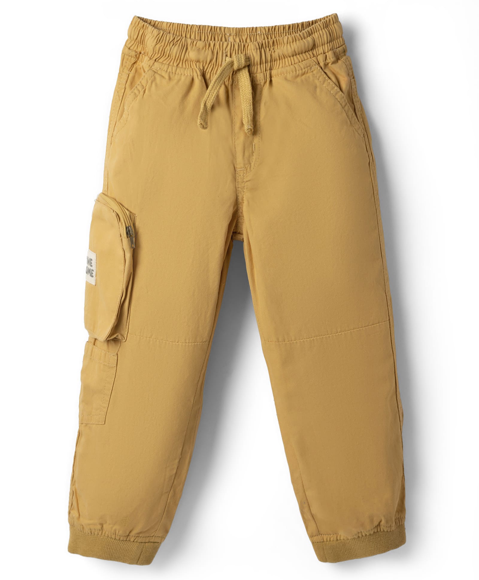 Babyhug Tussor Woven Full Length Trousers with Patch & Pocket - Khaki-image-45
