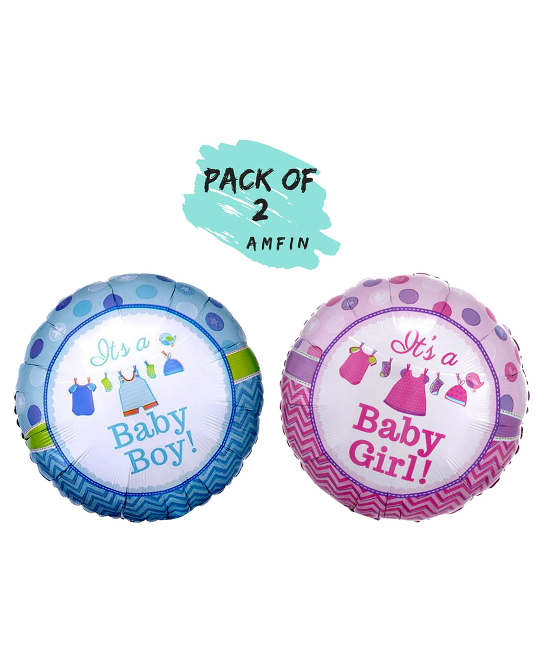 Amfin Baby Shower Foil Balloons Pink & Purple - Pack of 2-image-5