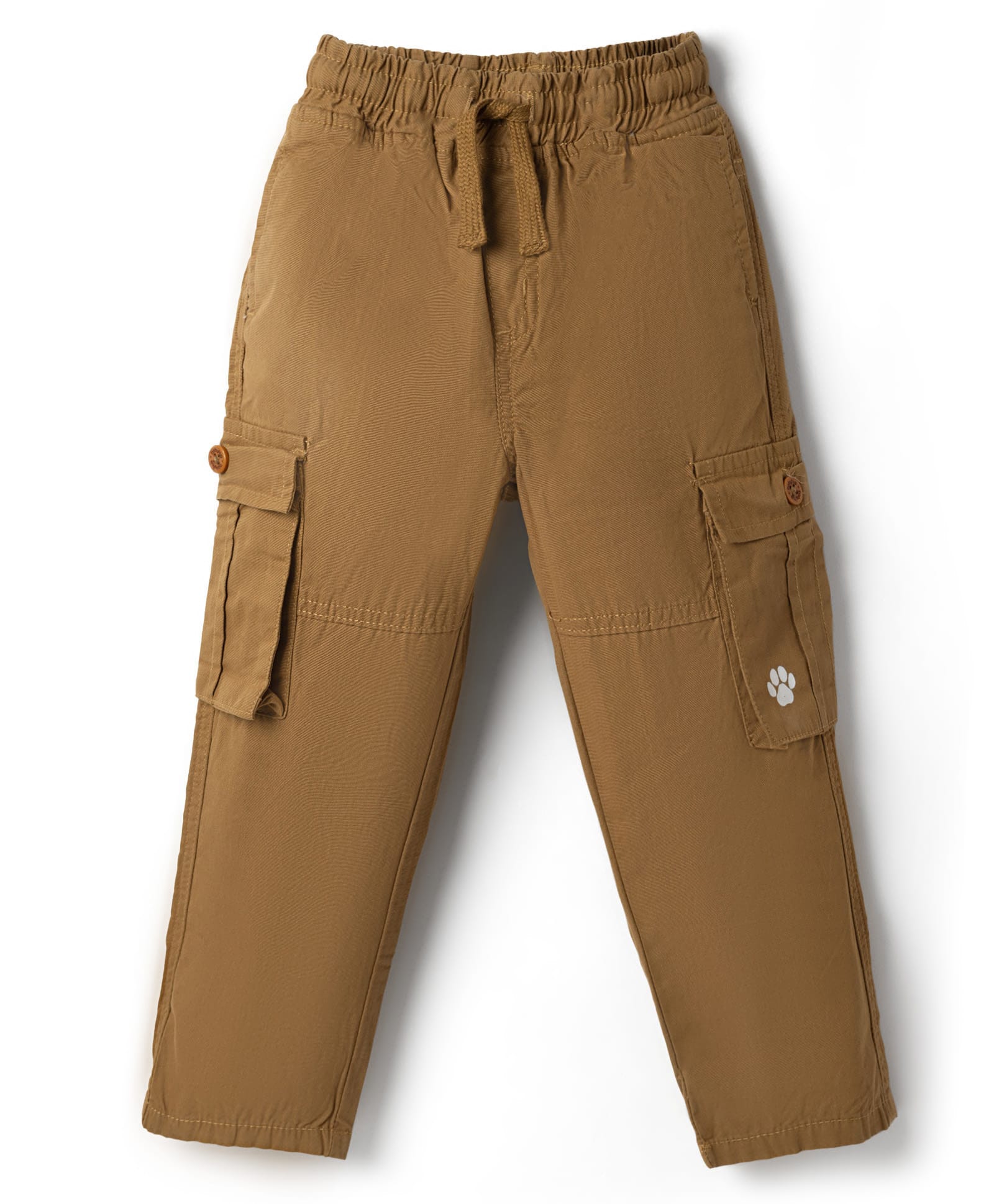 Babyhug Tussor Woven Full Length Cargo Pant with Paw Print - Brown-picture-19