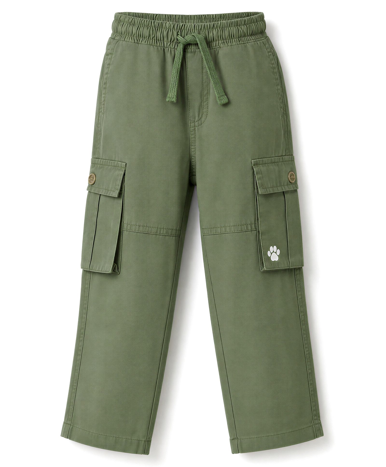 Babyhug Tussor Woven Full Length Solid Colour Cargo Pant - Olive Green-picture-25