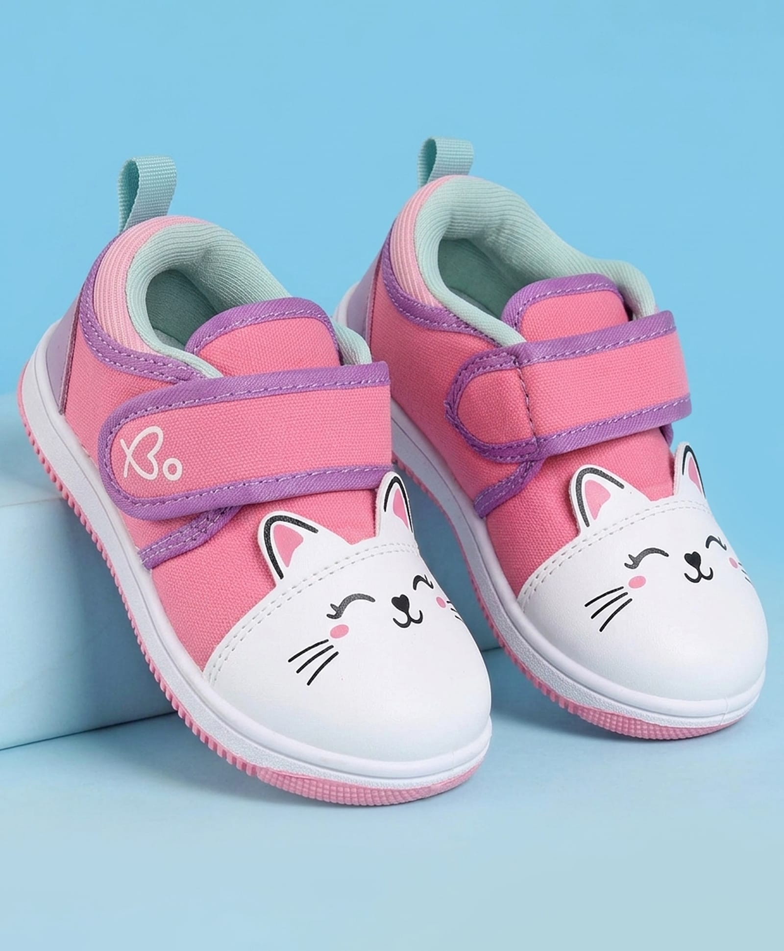 Babyoye Velcro Closure Casual Shoes With Cat Print - Pink-picture-46