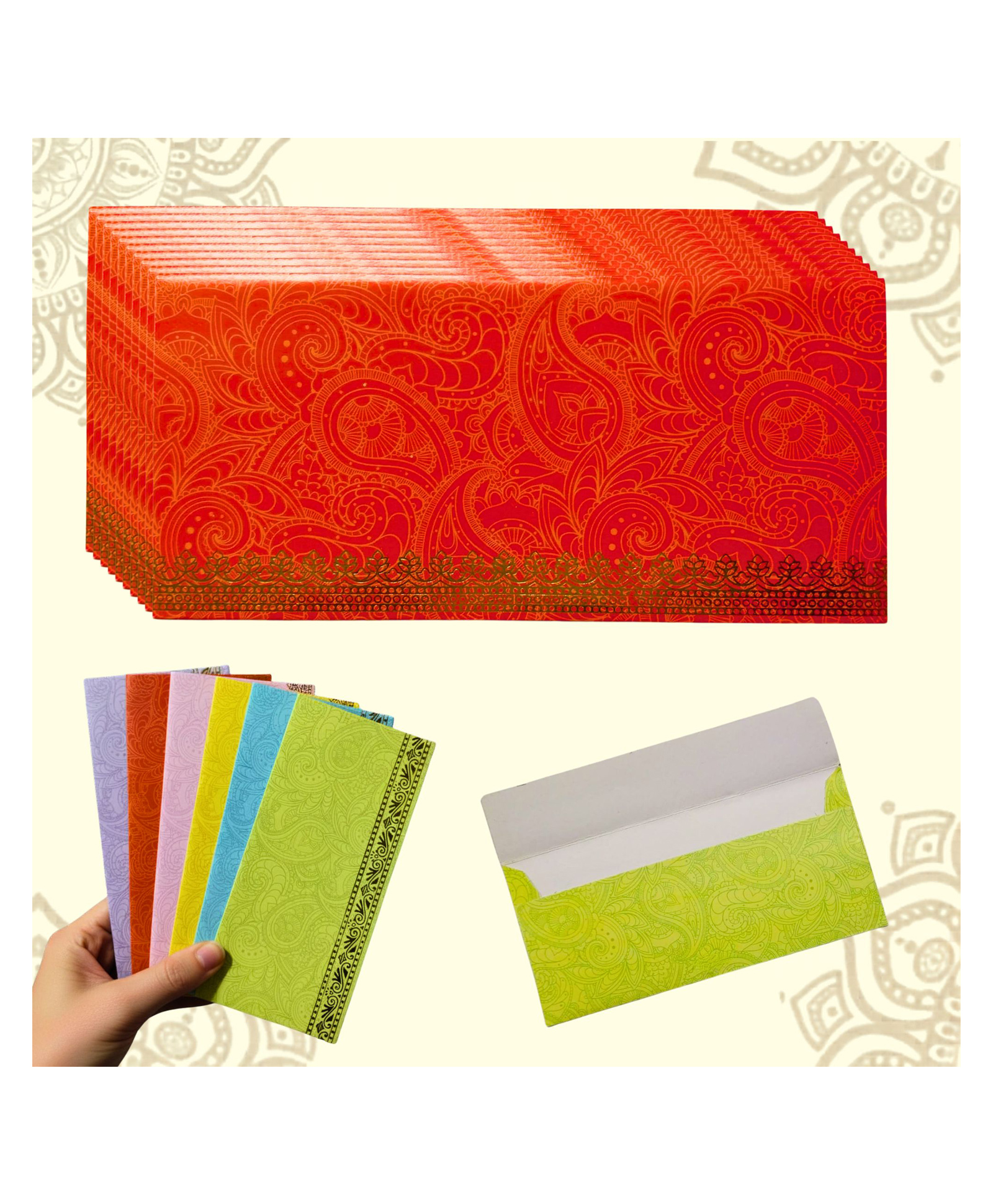 Birthday Popper 10 Pcs Shagun Envelopes Assorted 18.5 x 9 cm | Premium Cash Gift Covers for Marriage, Engagement, Diwali, Rakhi, Baby Shower, Wedding Roka | Money Envelopes for Gifting-image-5