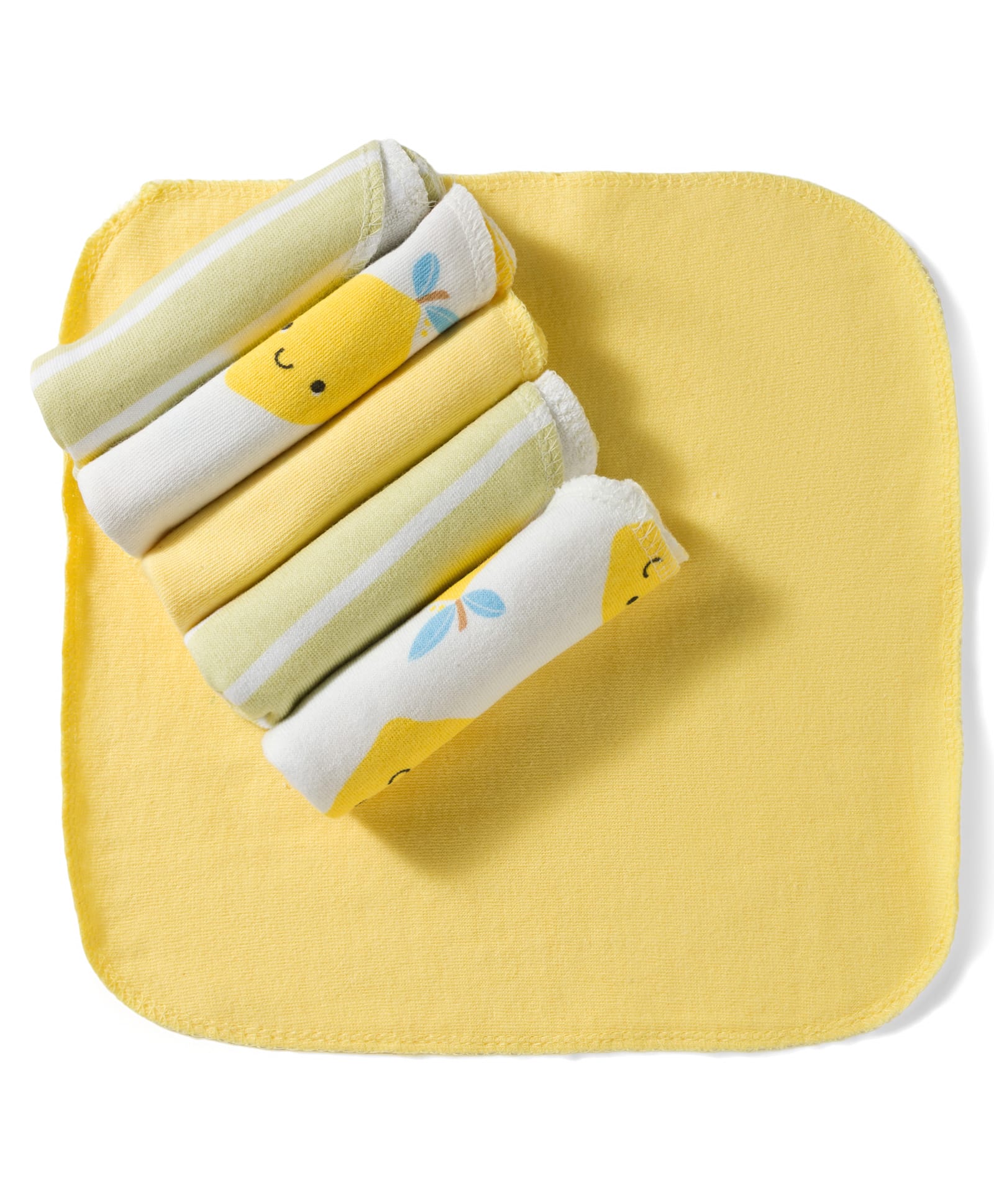 Babyhug Cotton Knit Striped Hand & Face Towels Pack of 6 - Yellow & White-image-30