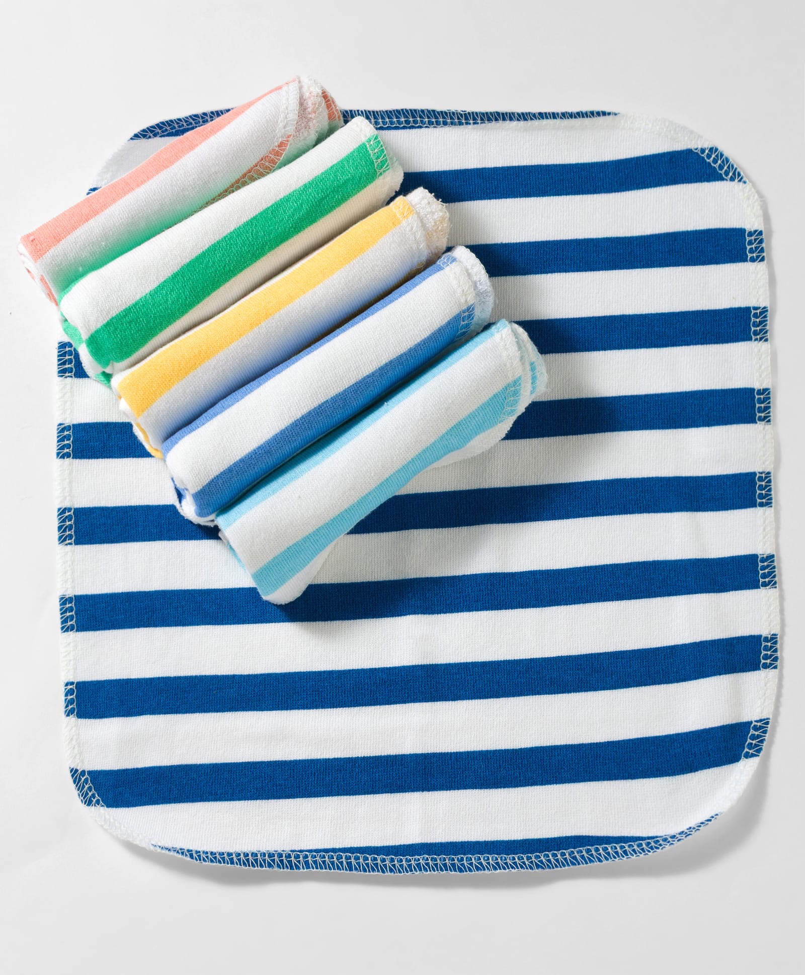 Babyhug Cotton Knit Striped Hand & Face Towels Pack of 6 - Yellow, White & Blue-image-35