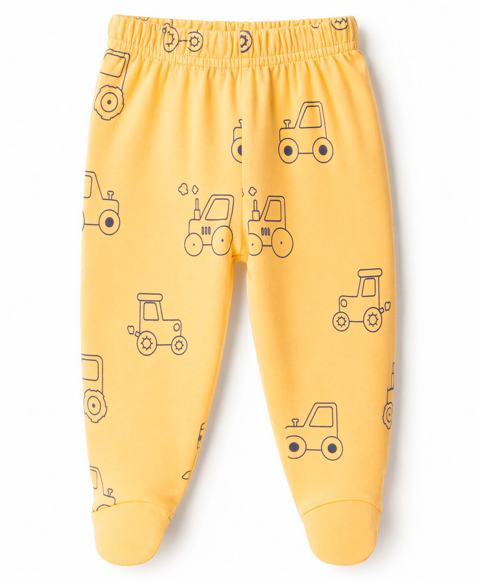 Doodle Poodle Cotton Knit Full Length Bootie Leggings With Vehicle Print - Yellow-picture-14