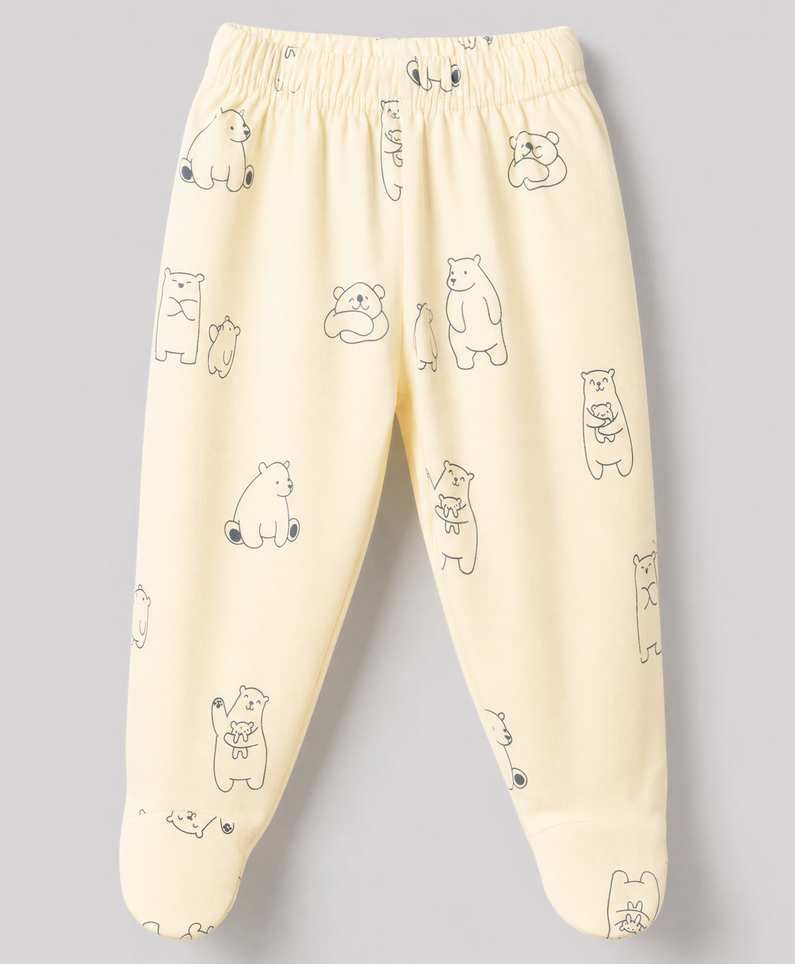 Doodle Poodle Cotton Knit Full Length Bootie Leggings With Bear Print - Cream-image-29