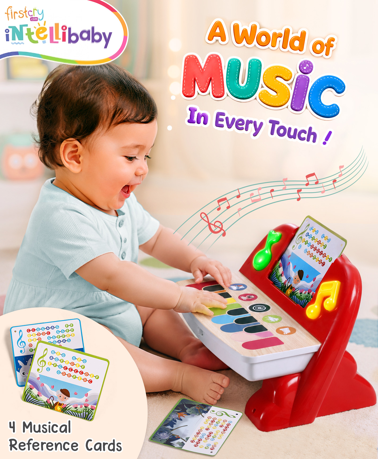 Intellibaby Smart Keys Piano | Premium Quality Colourful Musical Keyboard Toy with Interactive Sounds | Auditory Stimulation | Colour Recognition | Early Music LearningBIS Certified-picture-13