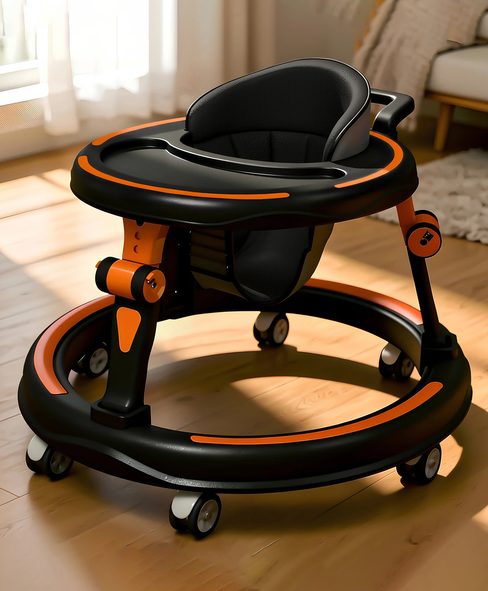 StarAndDaisy Musical Activity Walker for Babies and Toddlers with Fun Music Interactive Play Panel Smooth Wheels Comfortable Seat and Strong Support orange Color Walker-image-1
