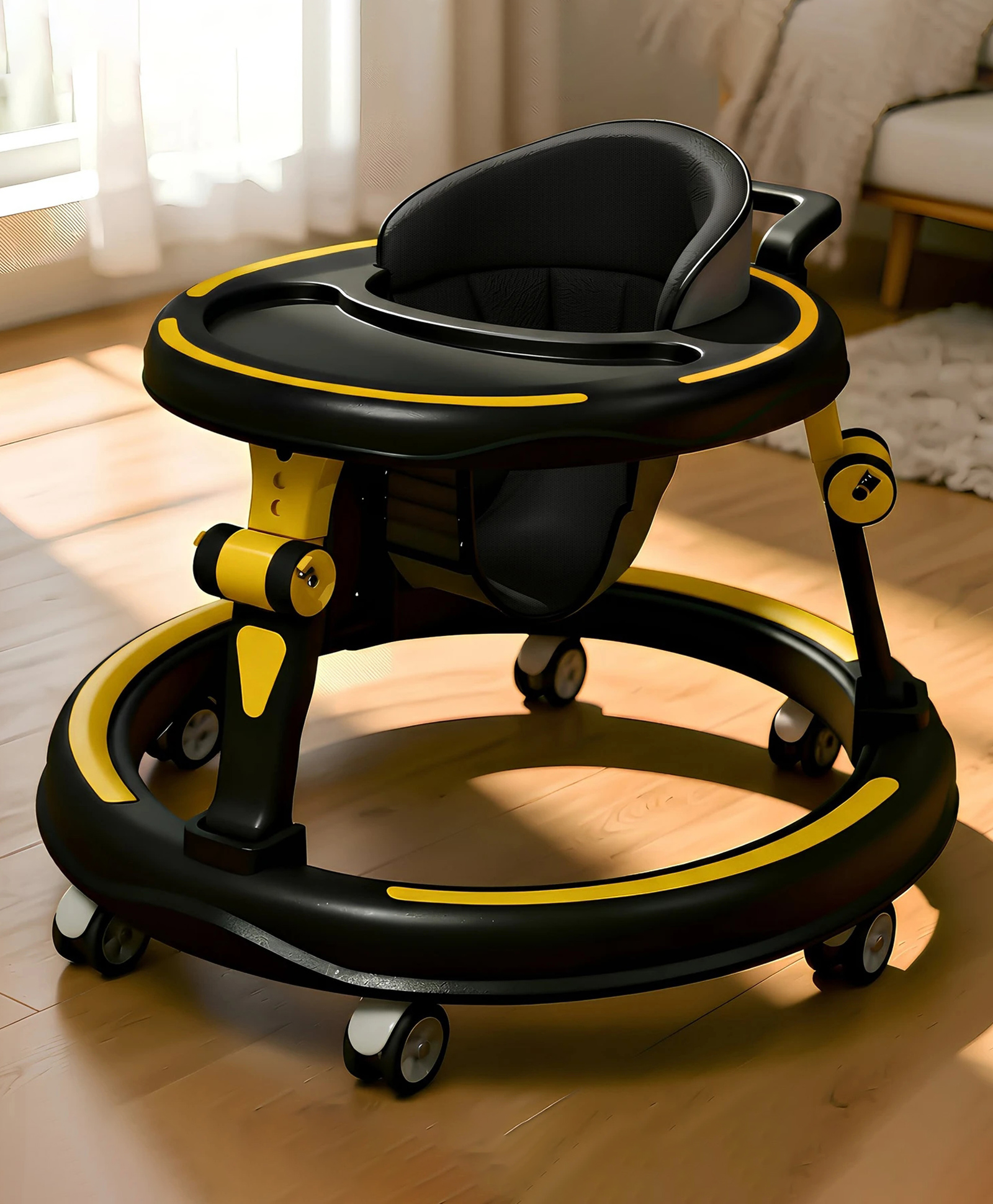 StarAndDaisy Musical Activity Walker for Babies and Toddlers with Fun Music Interactive Play Panel Smooth Wheels Comfortable Seat and Strong Support Yellow Color Walker-picture-14