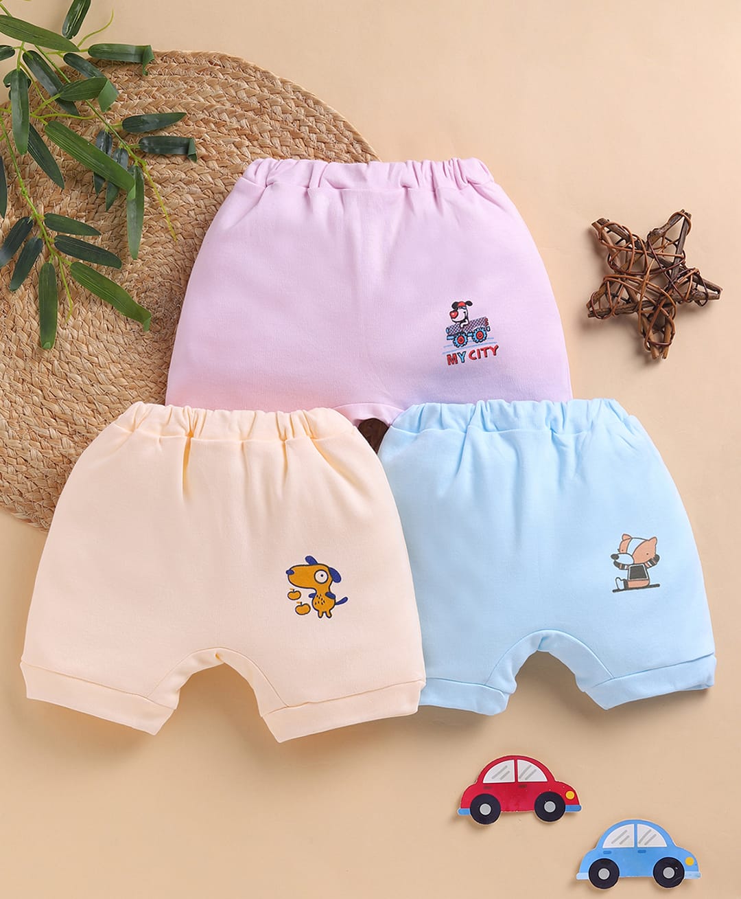 Unfab Cotton Knit Pack Of 6 Animals Printed Panties - Light Pink Peach & Sky Blue-picture-14