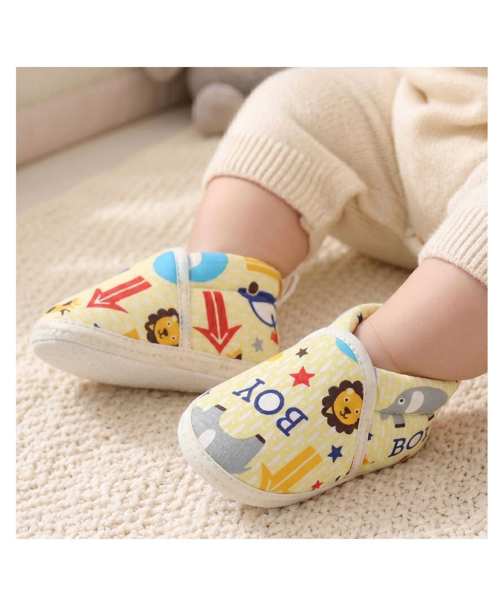 Neska Moda Animals & Boy Text Designed Lace Up Booties - Yellow-picture-11