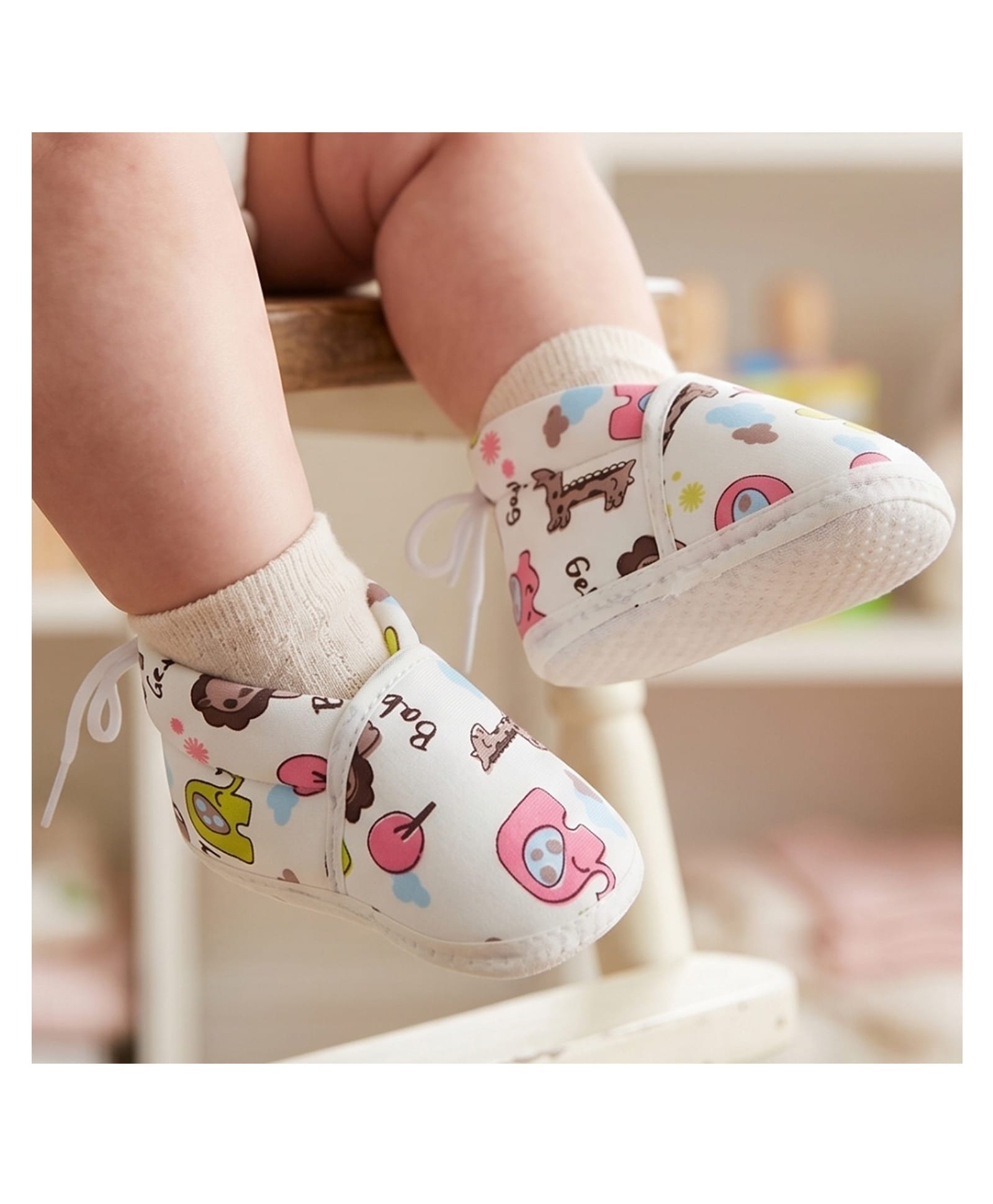Neska Moda Animals & Typography Designed Lace Up Booties - White-picture-13