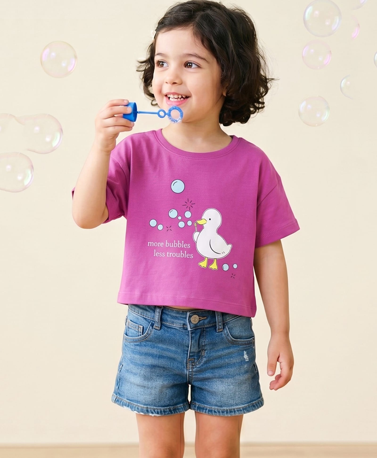 Campana 100% Cotton Knit Half Sleeves Duck Printed Tee - Dark Pink-picture-13